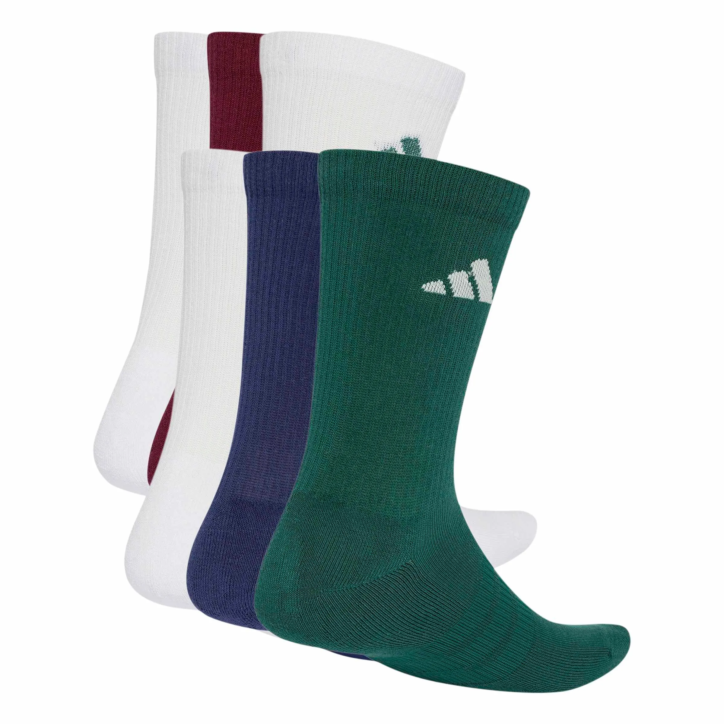 adidas Cushioned Crew Socks 6 Pair Pack, White/Dark Blue/Maroon/Collegiate Green, S - immagine 3