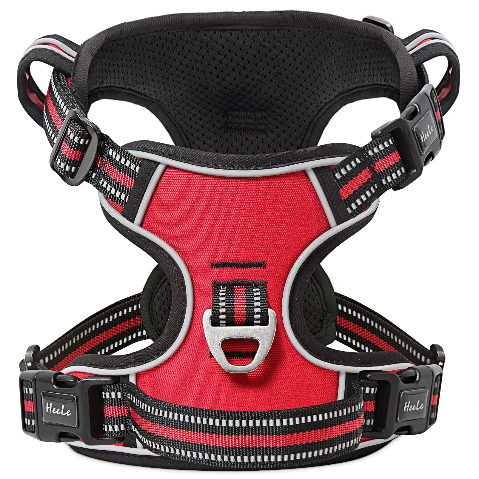 HEELE Pettorina Cane Anti-tiro Riflettente e Regolabile con Maniglia, Rosso, L - immagine 2