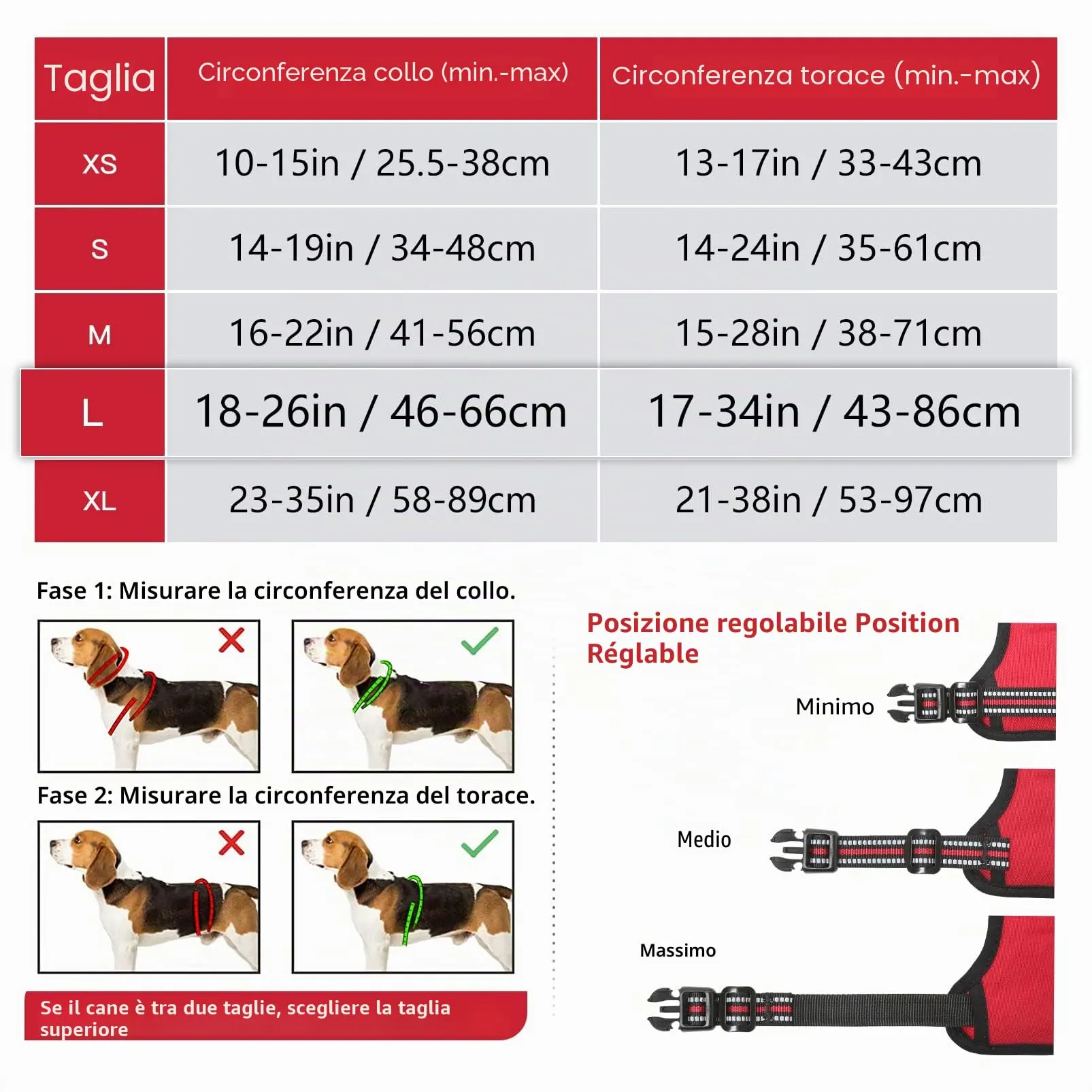 HEELE Pettorina Cane Anti-tiro Riflettente e Regolabile con Maniglia, Rosso, L - immagine 5