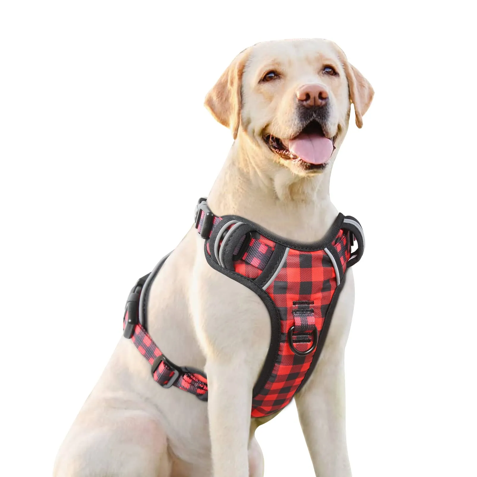 HEELE Pettorina Cane Anti-tiro Riflettente e Regolabile con Maniglia, Rosso-Nero, L - immagine 7