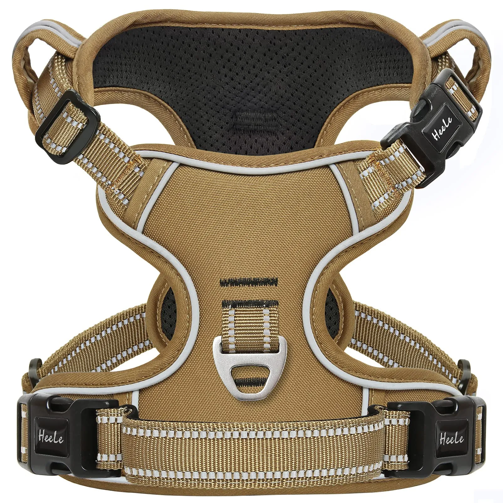 HEELE Imbracatura Cane Anti-tiro Riflettente e Regolabile con Maniglia, Marrone S - immagine 1