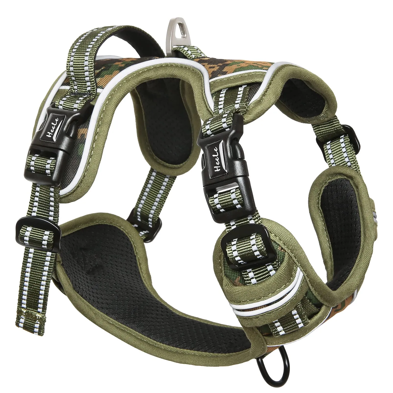 HEELE Pettorina Cane Anti-tiro Riflettente e Regolabile con Maniglia, Mimetico Verde XL - immagine 3