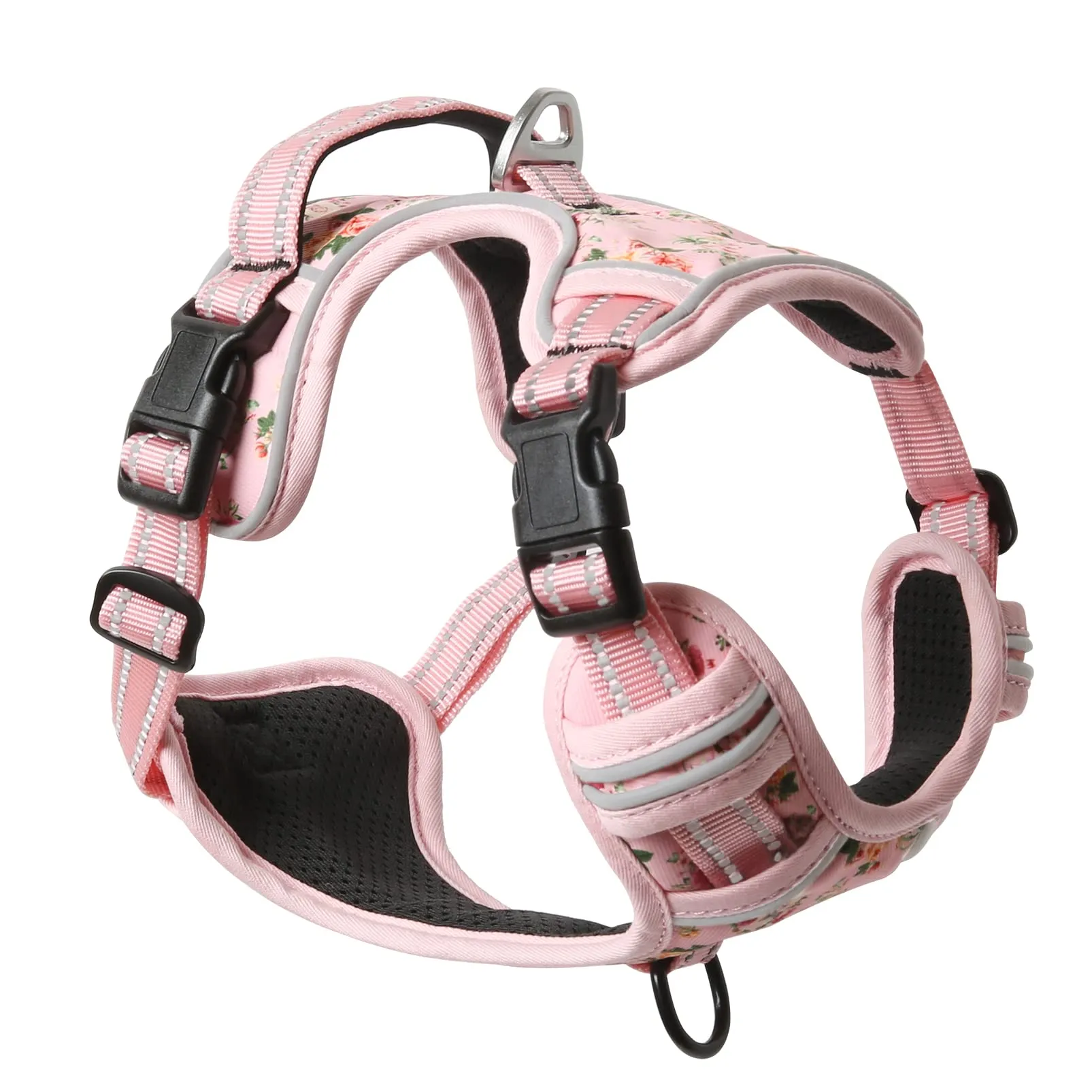 HEELE Pettorina Cane Anti-tiro Riflettente e Regolabile con Maniglia, Floral-Rosa S - immagine 2