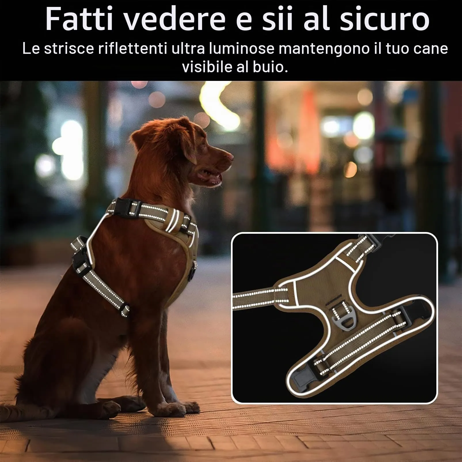 HEELE Pettorina Cane Anti-tiro Riflettente e Regolabile con Maniglia, Marrone M - immagine 4