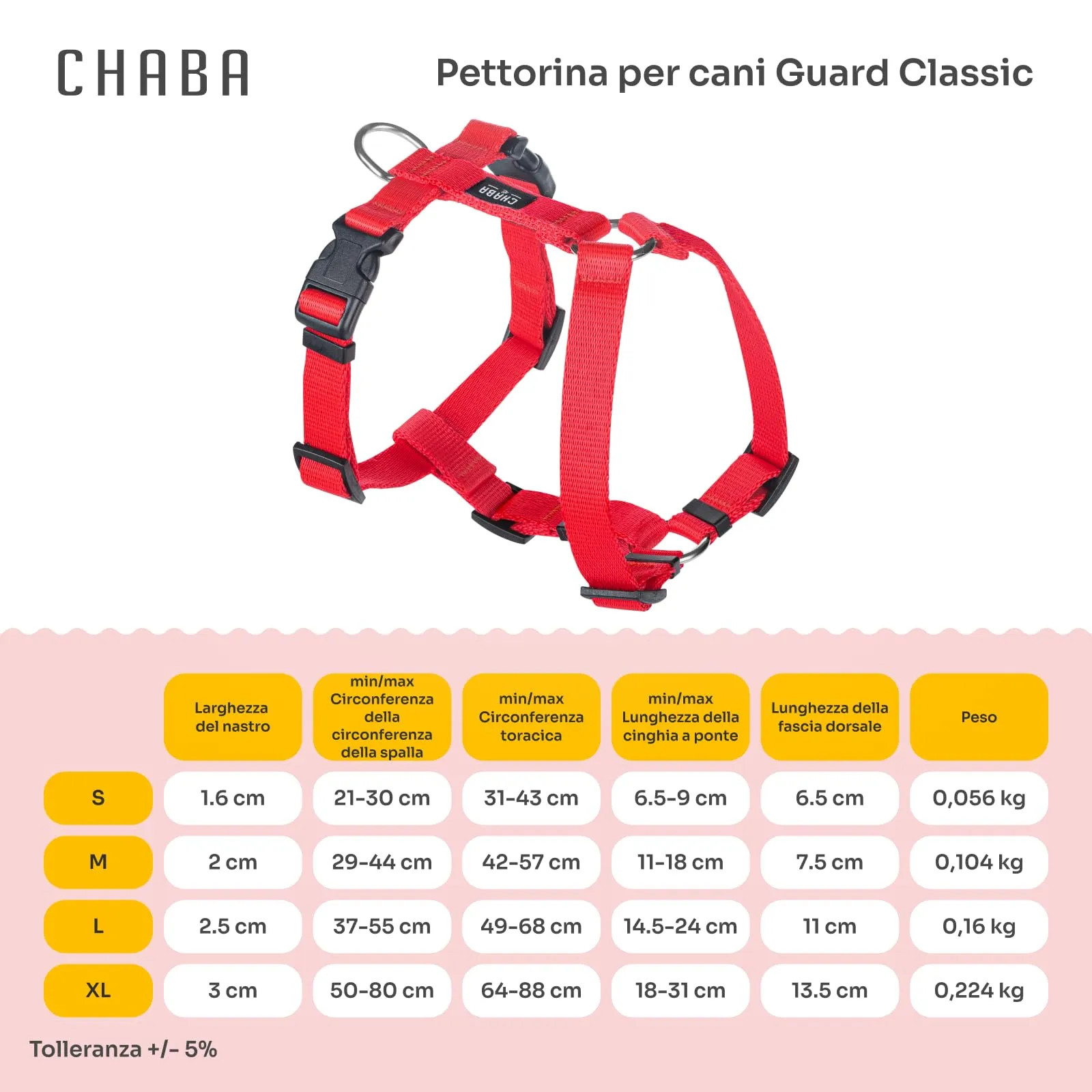 Chaba Guard Pettorina per cani taglia media, Rosso - M - immagine 2