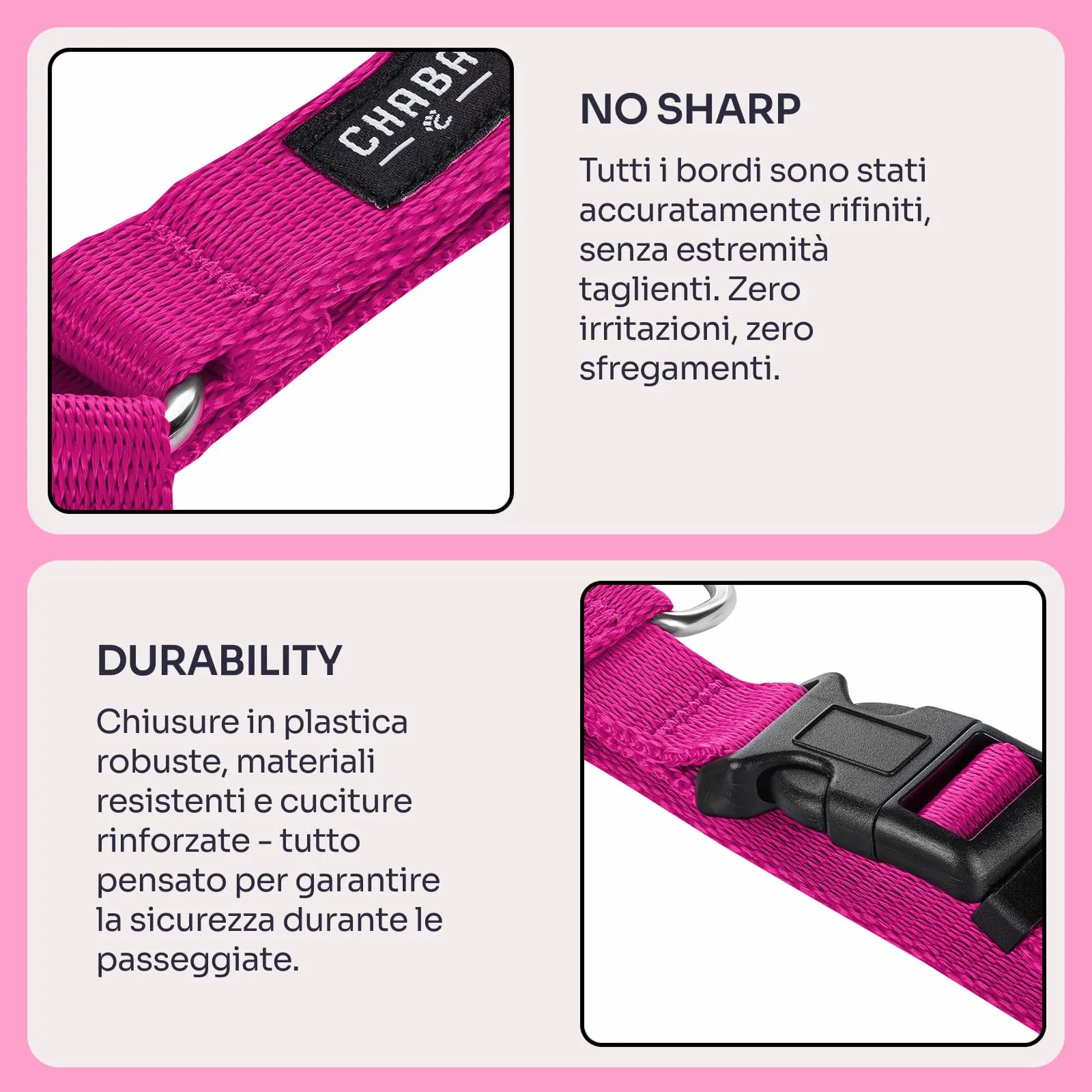 Chaba Guard Pettorina per cani taglia piccola, Fuscia - S - immagine 6