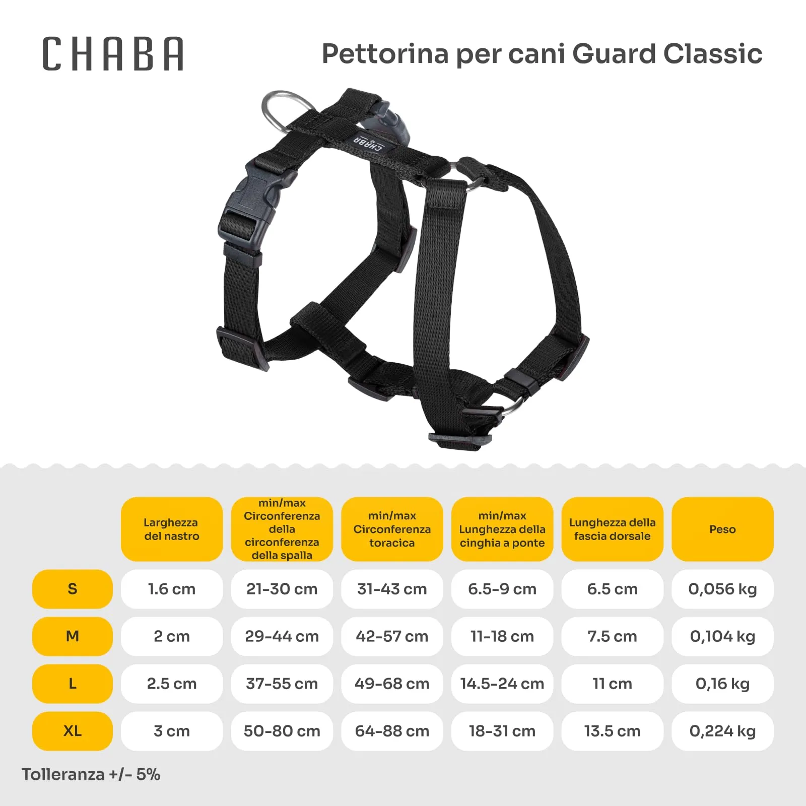 Chaba Guard Pettorina per cani taglia media, Nero - L - immagine 2