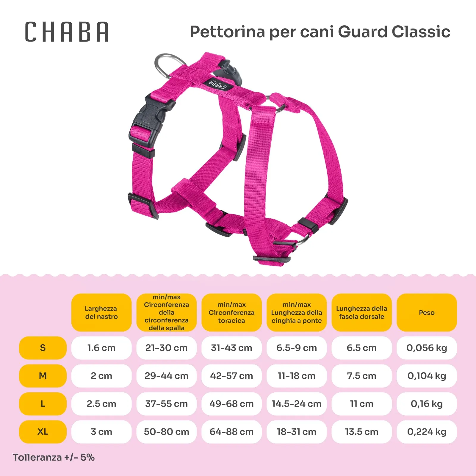 Chaba Guard Pettorina per Cani, Taglia XL, Fuscia - immagine 2