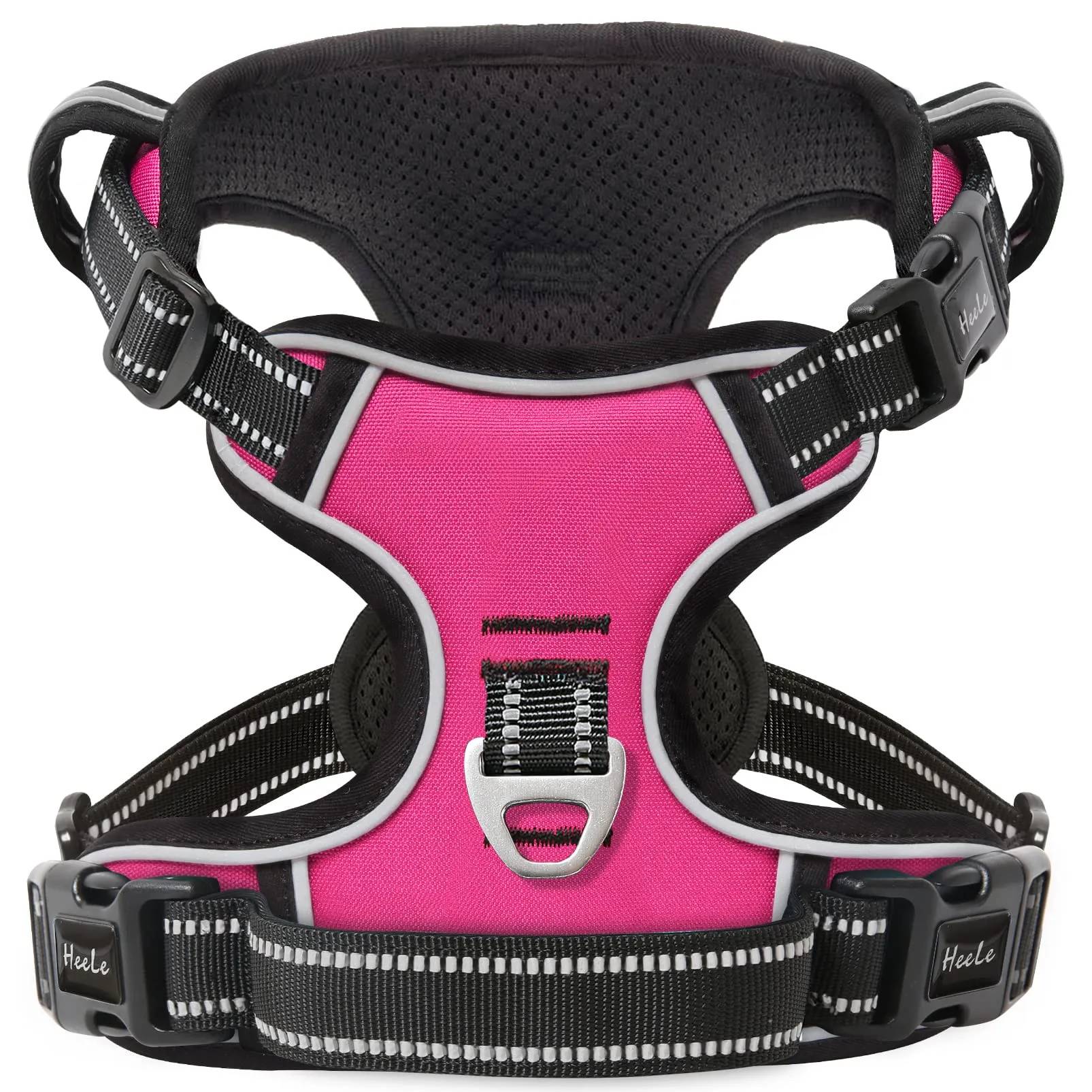 HEELE Pettorina Cane Anti-tiro Riflettente e Regolabile con Maniglia, Fucsia M - immagine 1