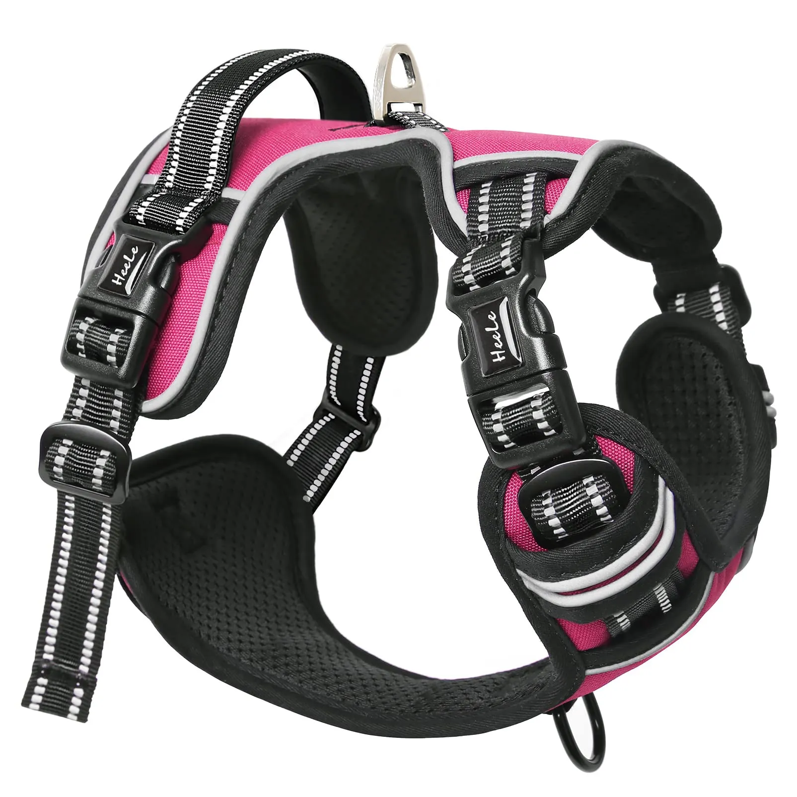 HEELE Pettorina Cane Anti-tiro Riflettente e Regolabile con Maniglia, Fucsia M - immagine 5