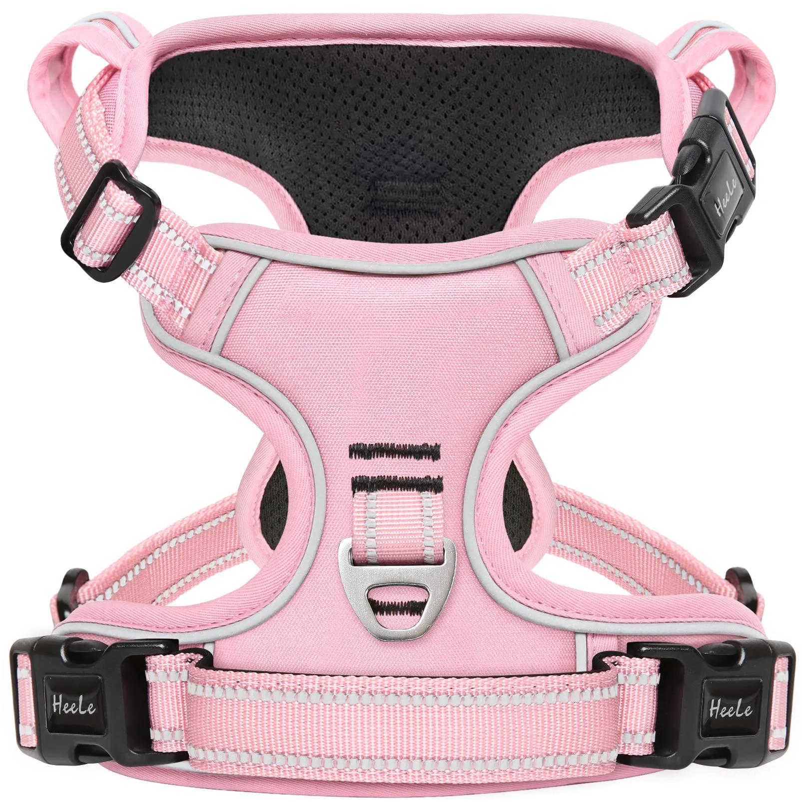 HEELE Imbracatura per Cani Anti-tiro Riflettente e Regolabile con Maniglia, Rosa Chiaro, XL - immagine 1