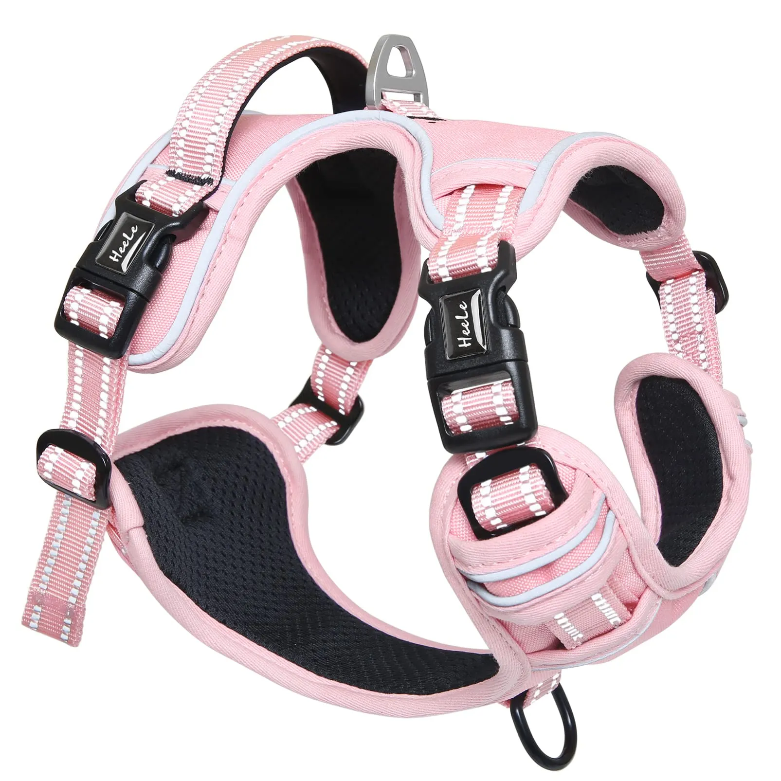 HEELE Imbracatura per Cani Anti-tiro Riflettente e Regolabile con Maniglia, Rosa Chiaro, M - immagine 4