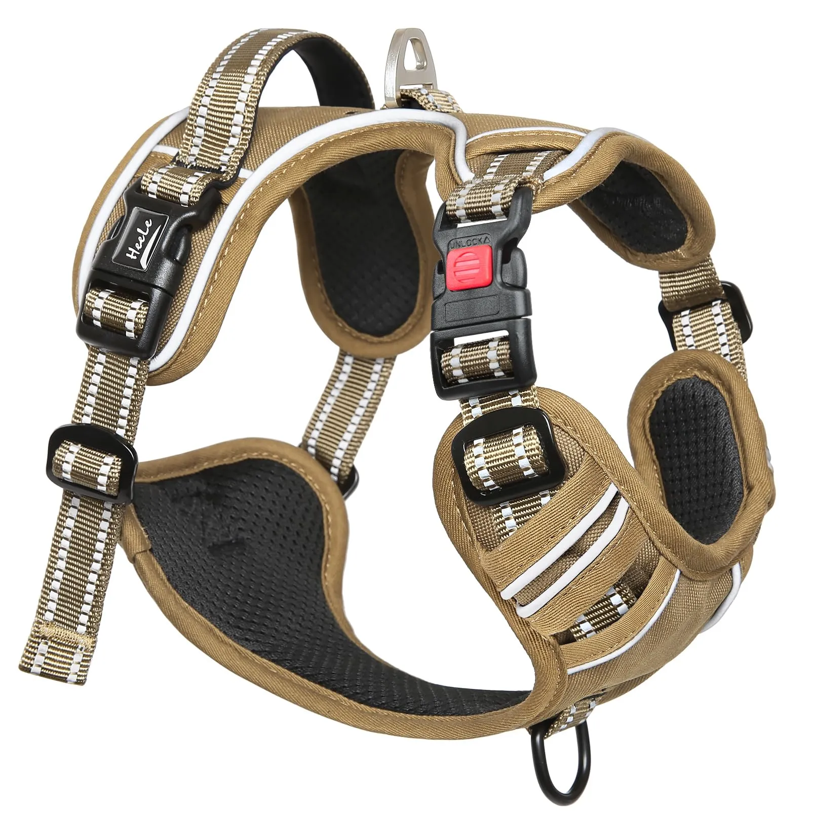 HEELE Pettorina Cane No-Pull Regolabile Riflettente, Marrone-Serratura, XL - immagine 8