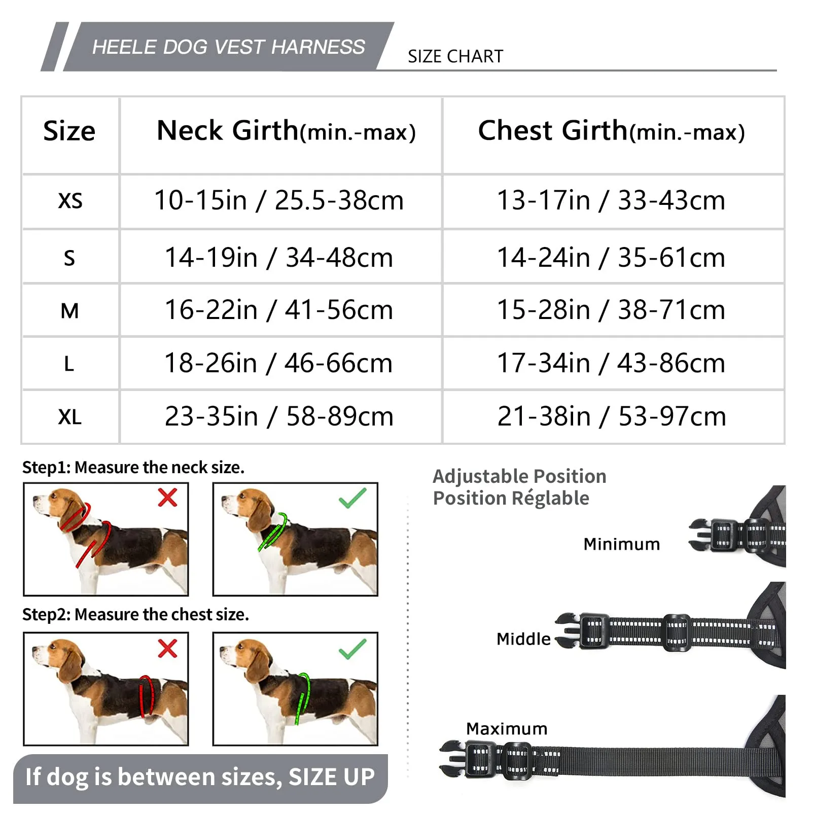 HEELE Pettorina Cane Anti-tiro Riflettente e Regolabile con Maniglia, Grigio S - immagine 5