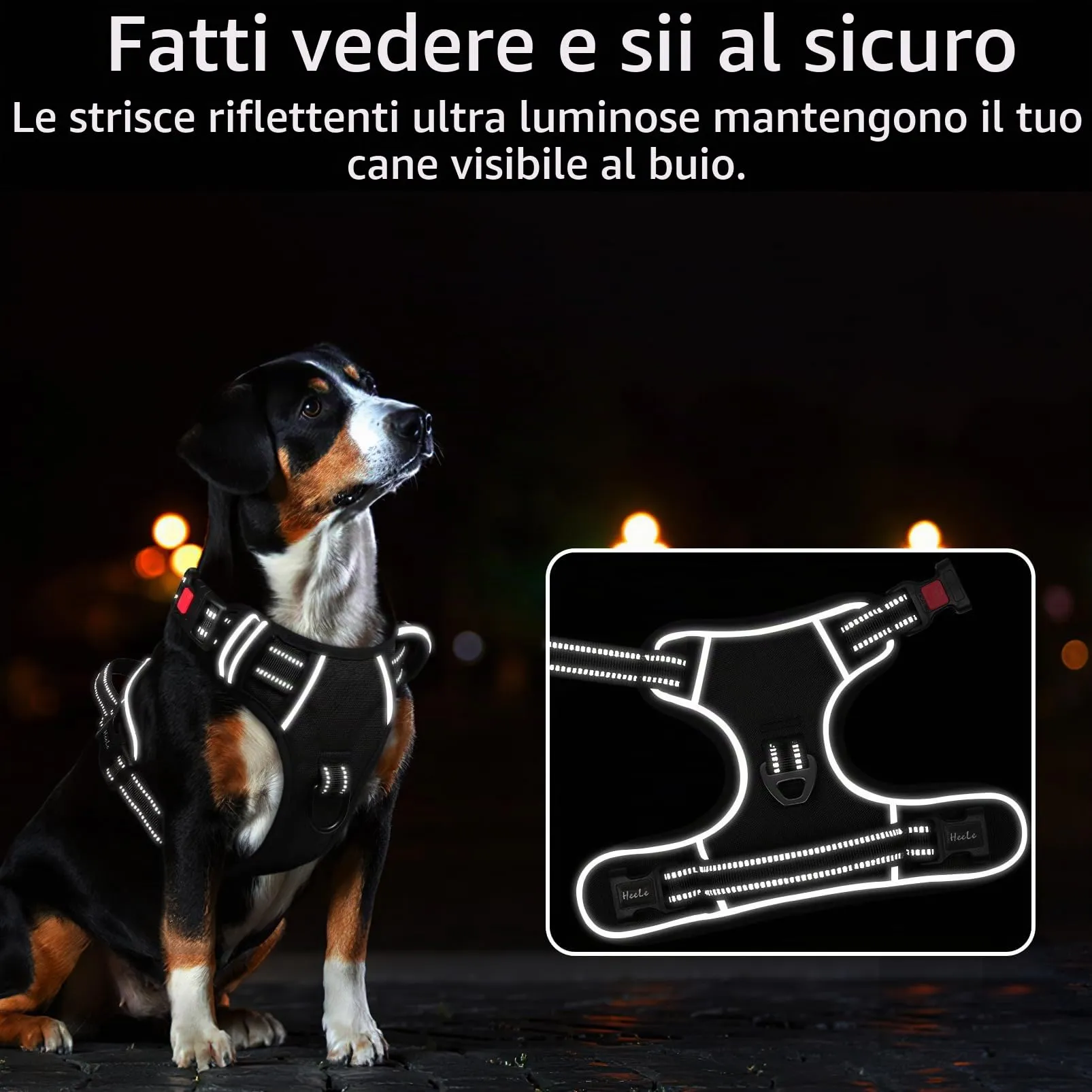 HEELE Pettorina Cane No-Pull Regolabile, Nero-Serratura, M - immagine 7