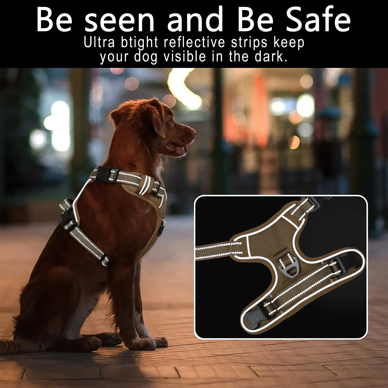 HEELE Pettorina Cane Anti-tiro Riflettente e Regolabile, Imbracatura con Sgancio Rapido dal Collo e Maniglia, Morbida e Imbottita, Marrone XS - immagine 6
