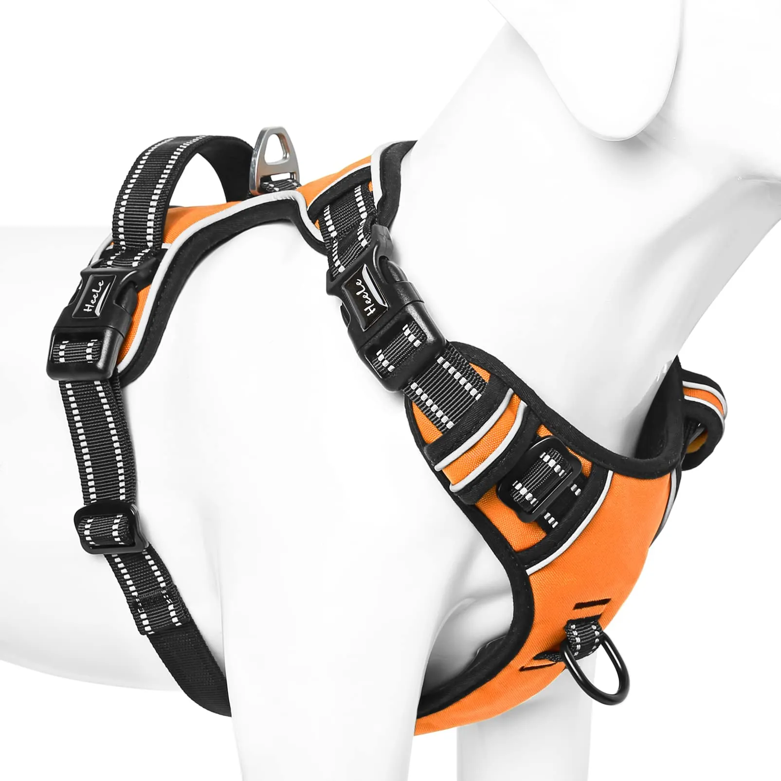 HEELE Pettorina Cane Anti-tiro Riflettente e Regolabile con Maniglia, Arancione XL - immagine 2