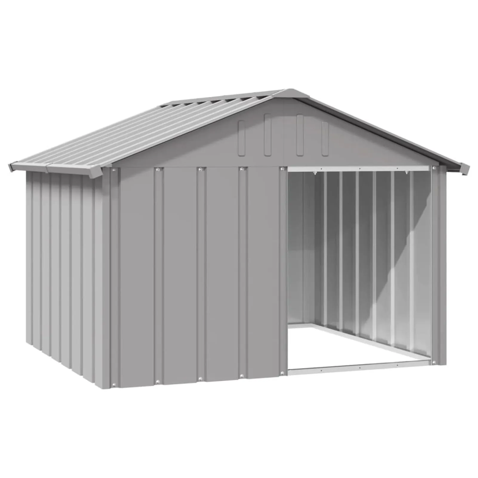 IKAYAA Recinto per Cani da Esterno in Acciaio Zincato, Grigio, 116.5 x 103 x 81.5 cm - immagine 2