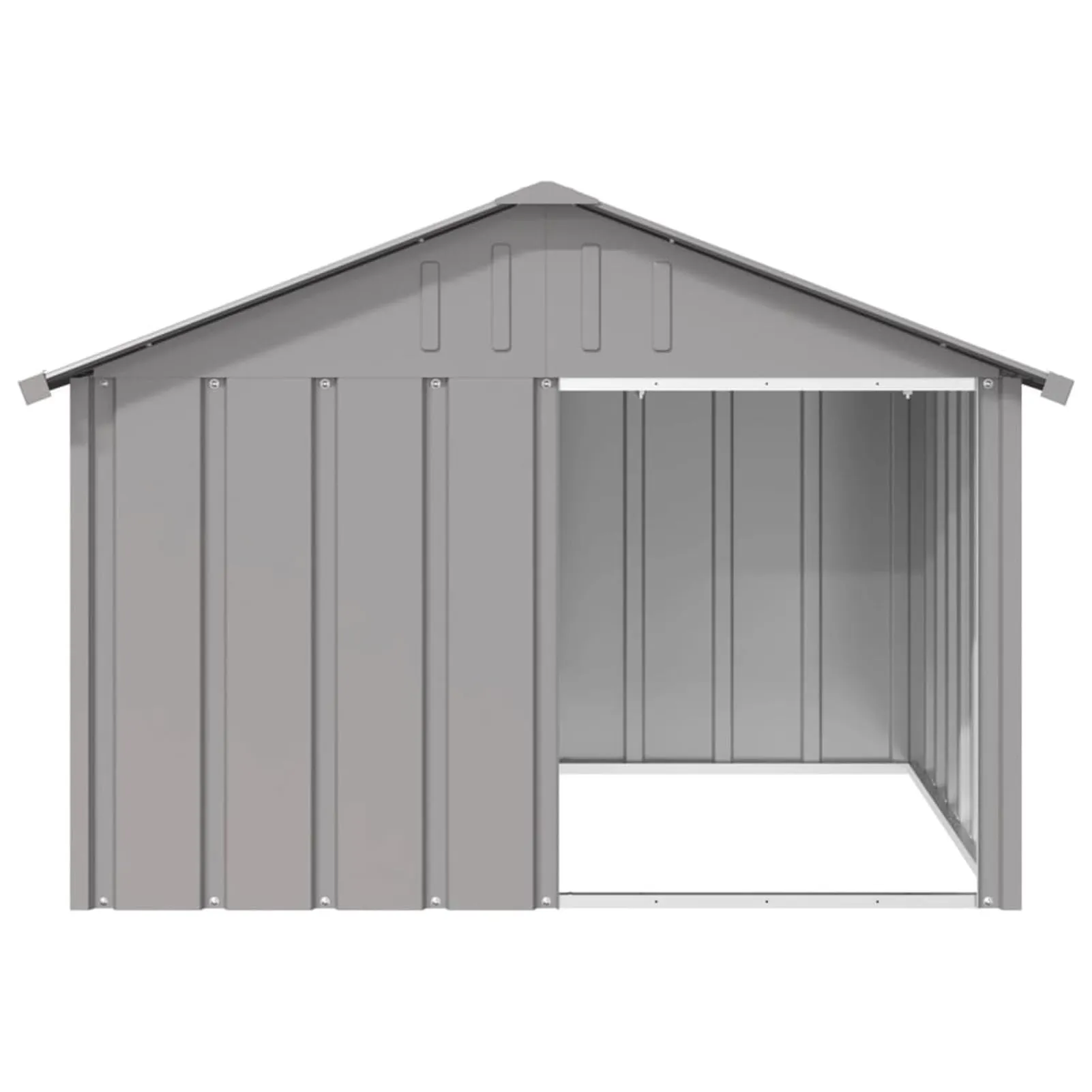 IKAYAA Recinto per Cani da Esterno in Acciaio Zincato, Grigio, 116.5 x 103 x 81.5 cm - immagine 3