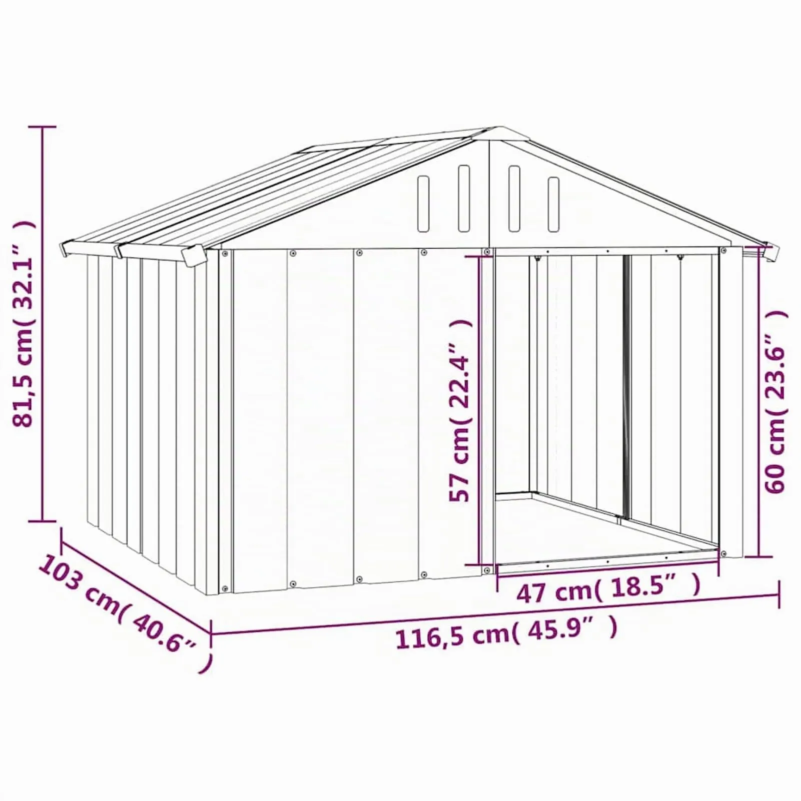 IKAYAA Recinto per Cani da Esterno in Acciaio Zincato, Grigio, 116.5 x 103 x 81.5 cm - immagine 6
