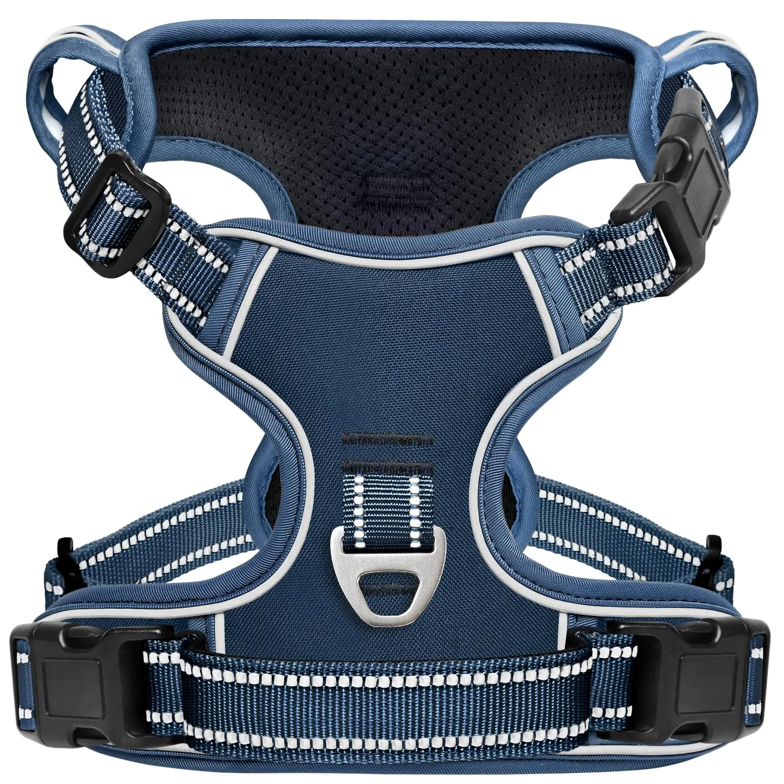 HEELE Pettorina Cane Anti-tiro Riflettente e Regolabile, Imbracatura con Sgancio Rapido dal Collo e Maniglia, Blu Reale, L - immagine 7