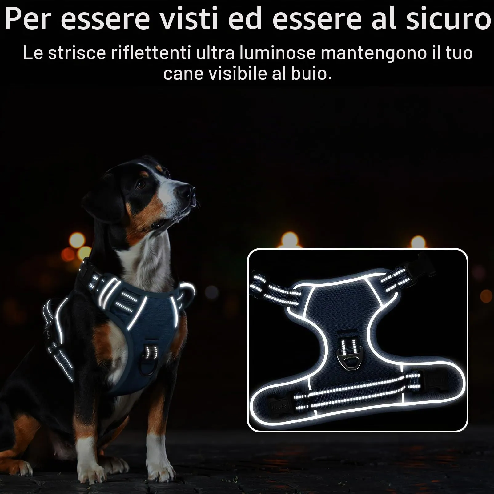 HEELE Pettorina Cane Anti-tiro Riflettente e Regolabile con Maniglia, Blu Reale, S - immagine 7