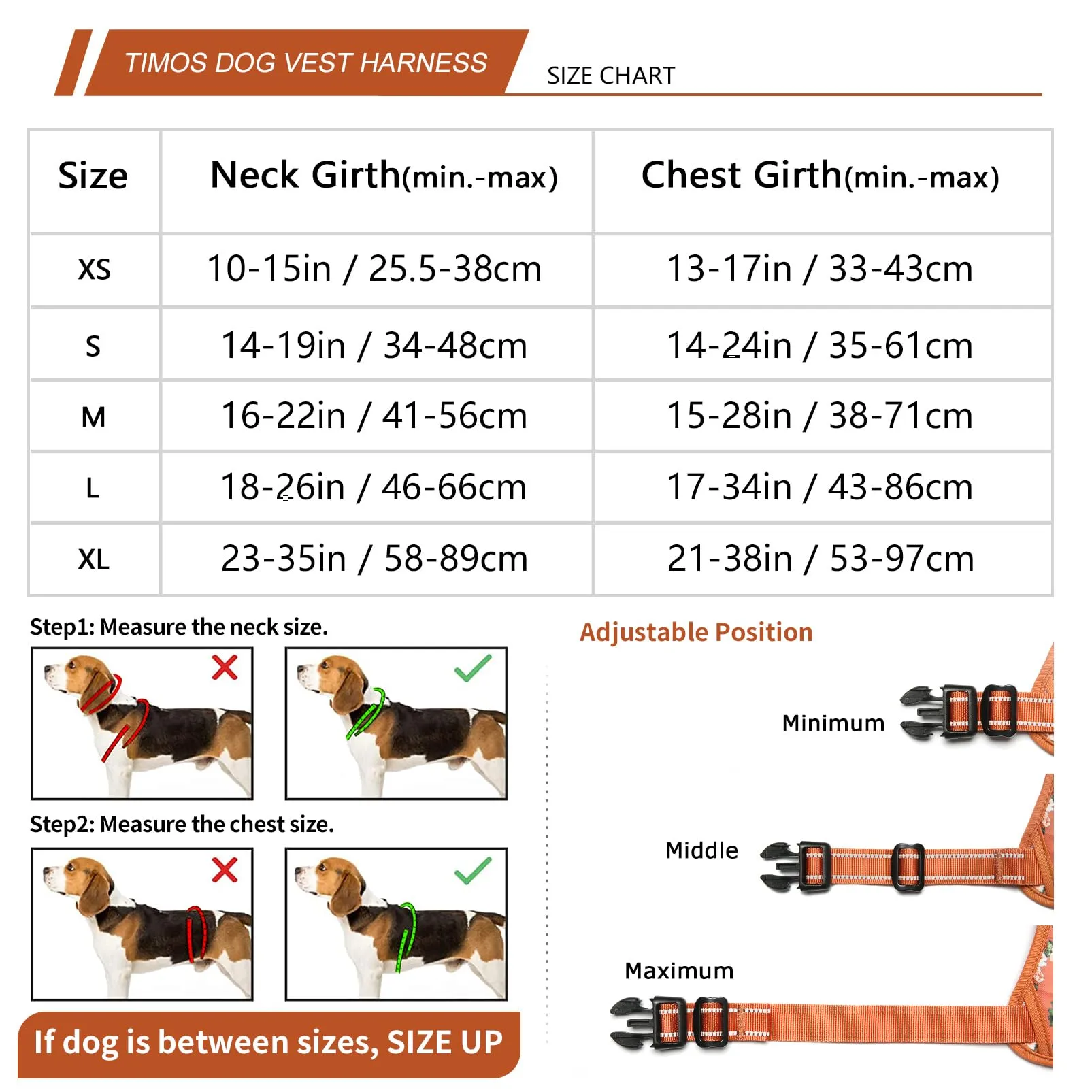 HEELE Pettorina Cane Anti-tiro Riflettente e Regolabile con Maniglia, Floral-Arancione XL - immagine 2