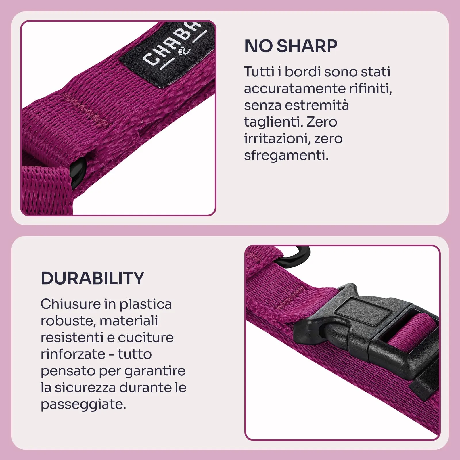 Chaba Guard Pettorina Step-In per Cani, Taglia M, Bordeaux - immagine 6