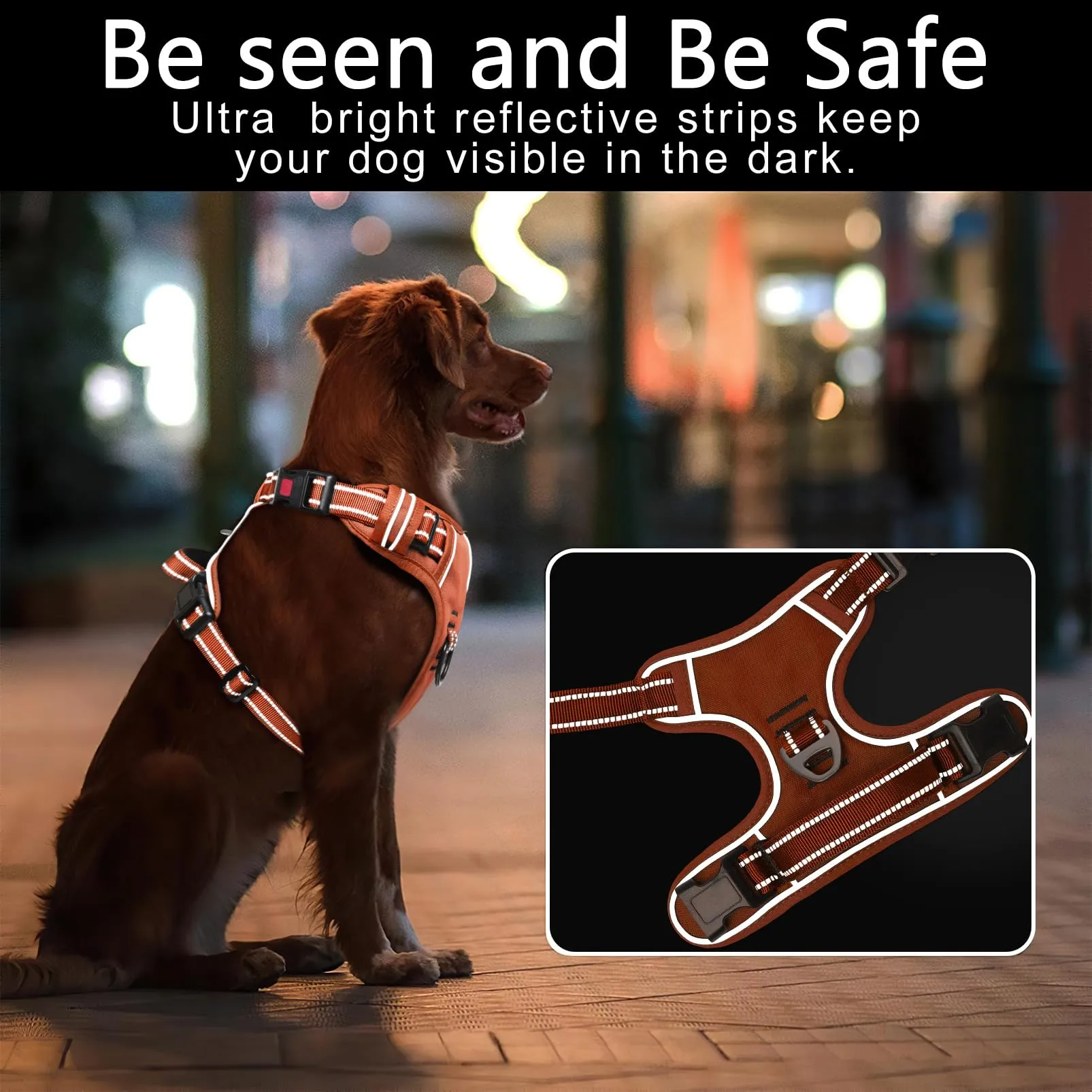 HEELE Pettorina per Cani da Corsa No-Pull Riflettente, Zucca Arancione, XL - immagine 7