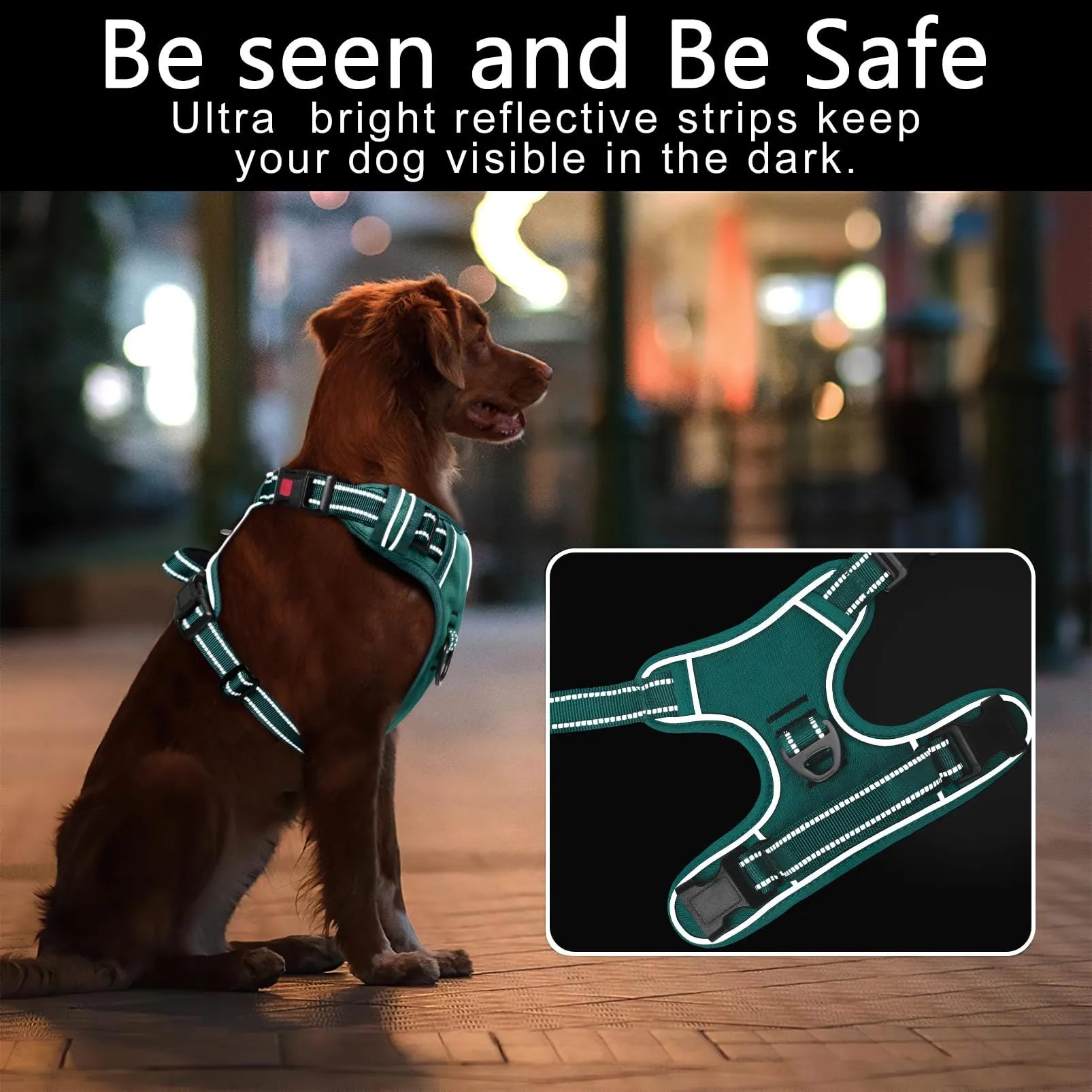 HEELE Pettorina per Cani da Corsa, Regolabile, Riflettente, No-Pull - Verde Erba, S - immagine 5