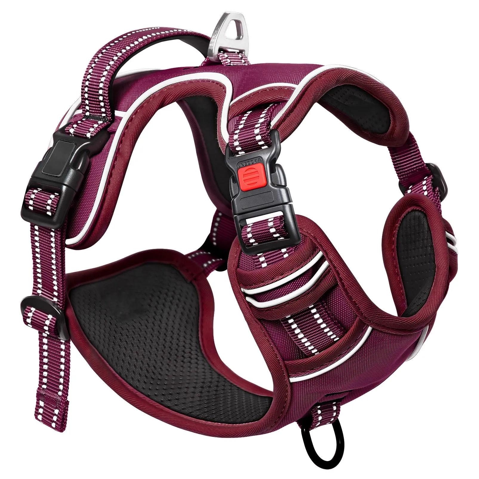 HEELE Pettorina per Cani da Corsa No-Pull, Regolabile e Riflettente, Rosso Borgogna, M - immagine 7