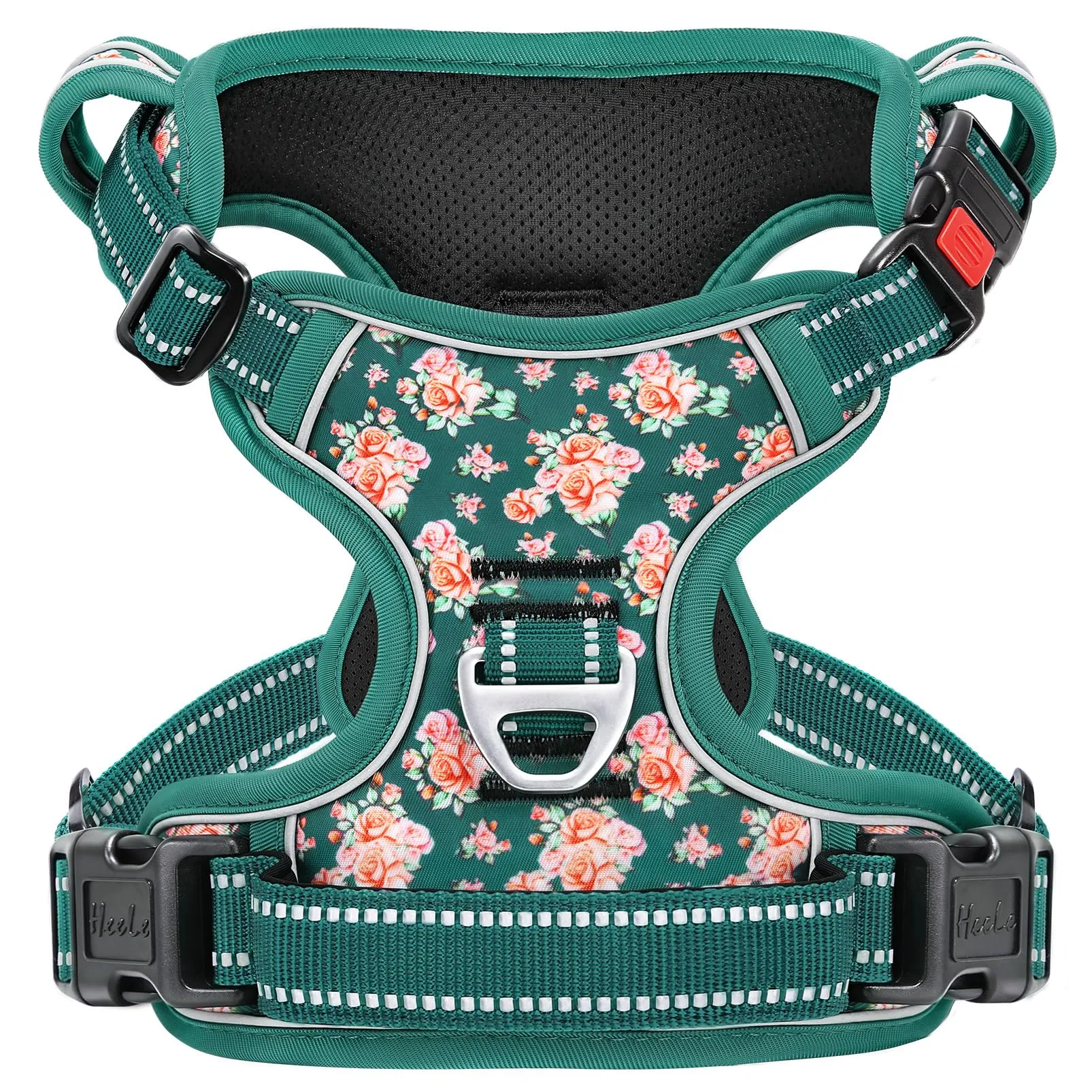 HEELE Pettorina Cane Aperta Sul Collo, Floral Verde Erba-Serratura, L - immagine 1