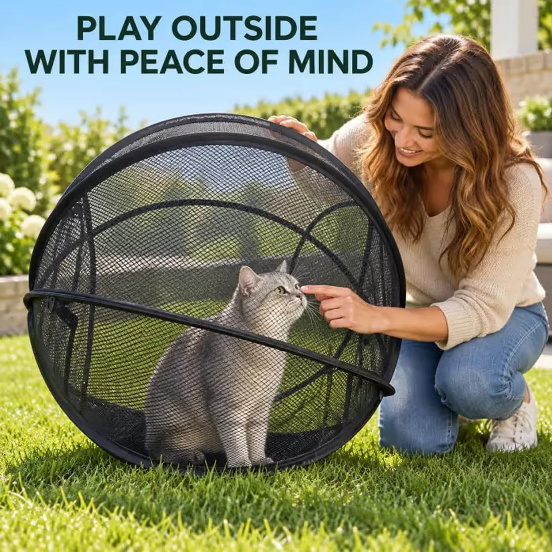 Panoramic Pop-Up Rolling Cat Playpen Ball - immagine 2