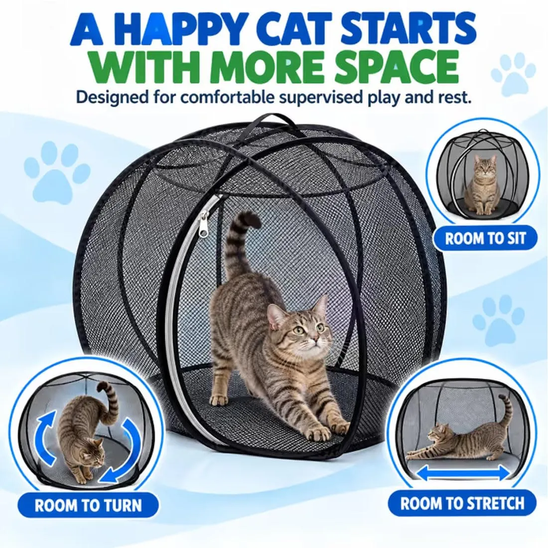 Panoramic Pop-Up Rolling Cat Playpen Ball - immagine 3