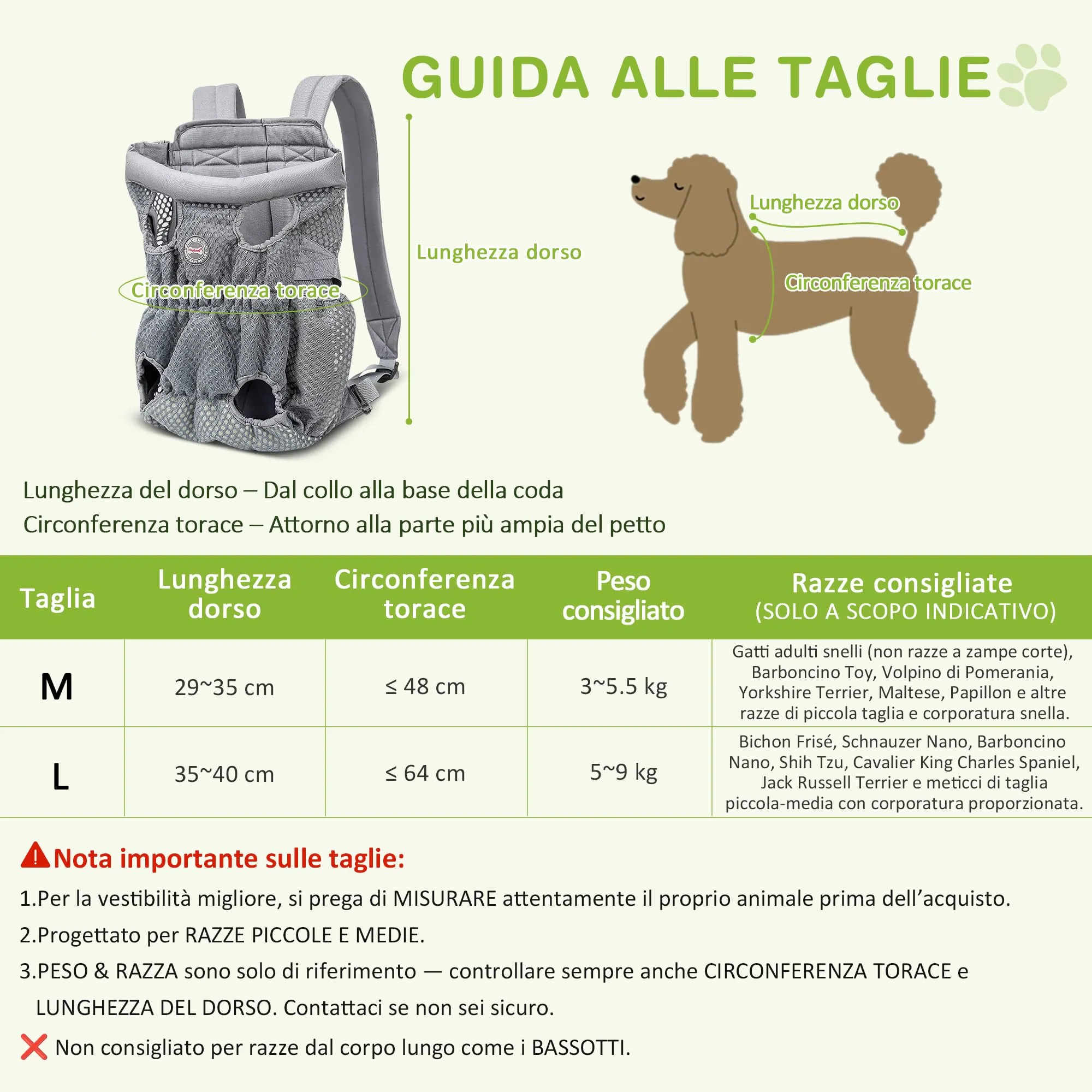 ALLSOPETS Zaino per Cani Frontale, Grigio Argento, M - immagine 5