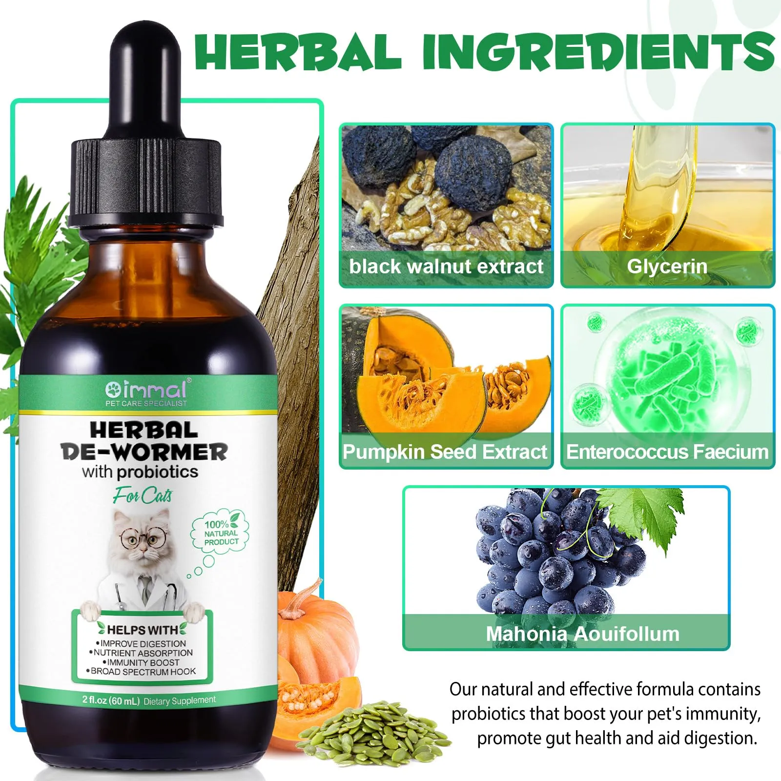 CJXHJY Vermifugo Naturale per Gatti con Probiotici, 60ml con Pipetta - immagine 5