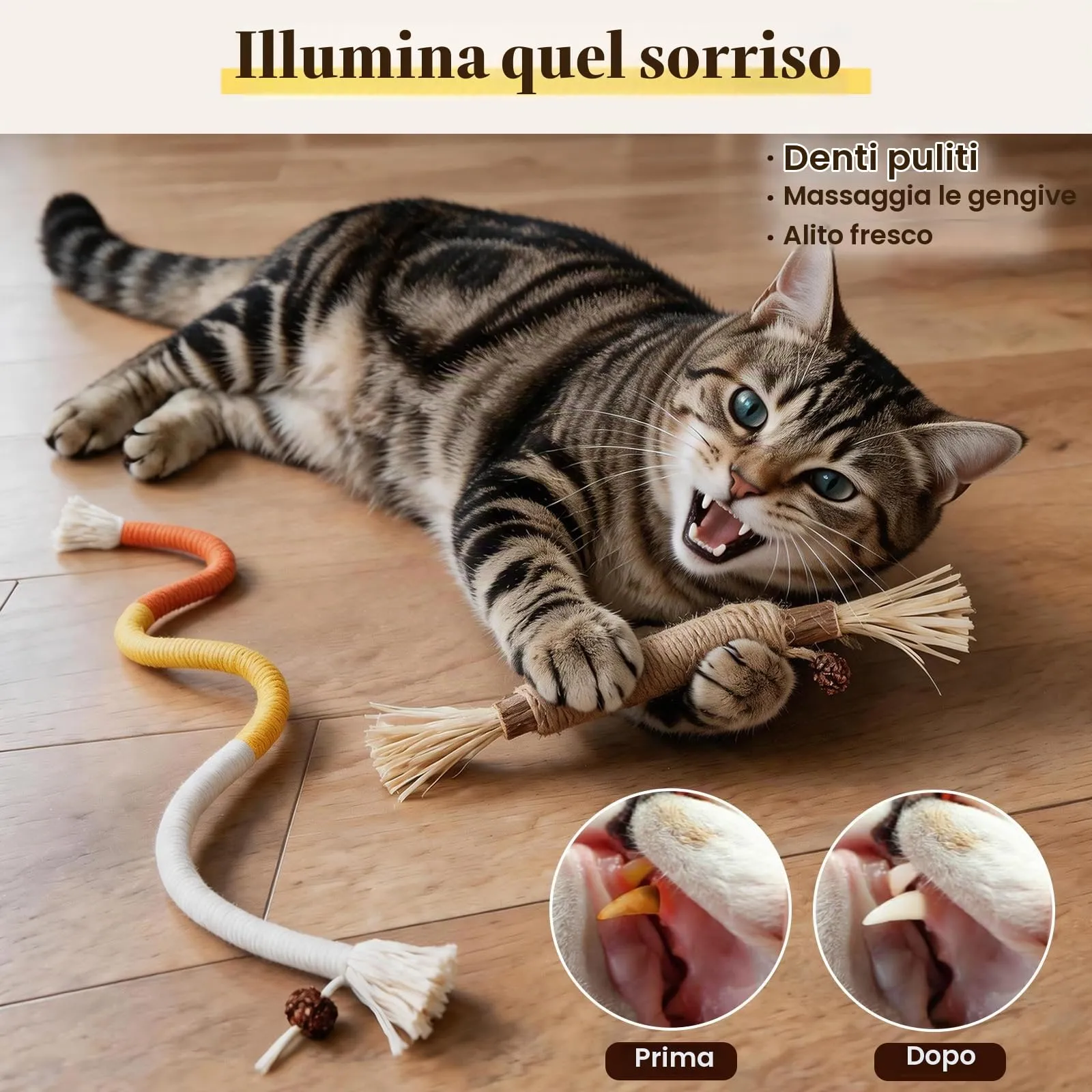 Aidiyapet Giochi per Gatti, 3 Corde da Masticare e 3 Bastoncini Matatabi per Pulizia Denti - immagine 5