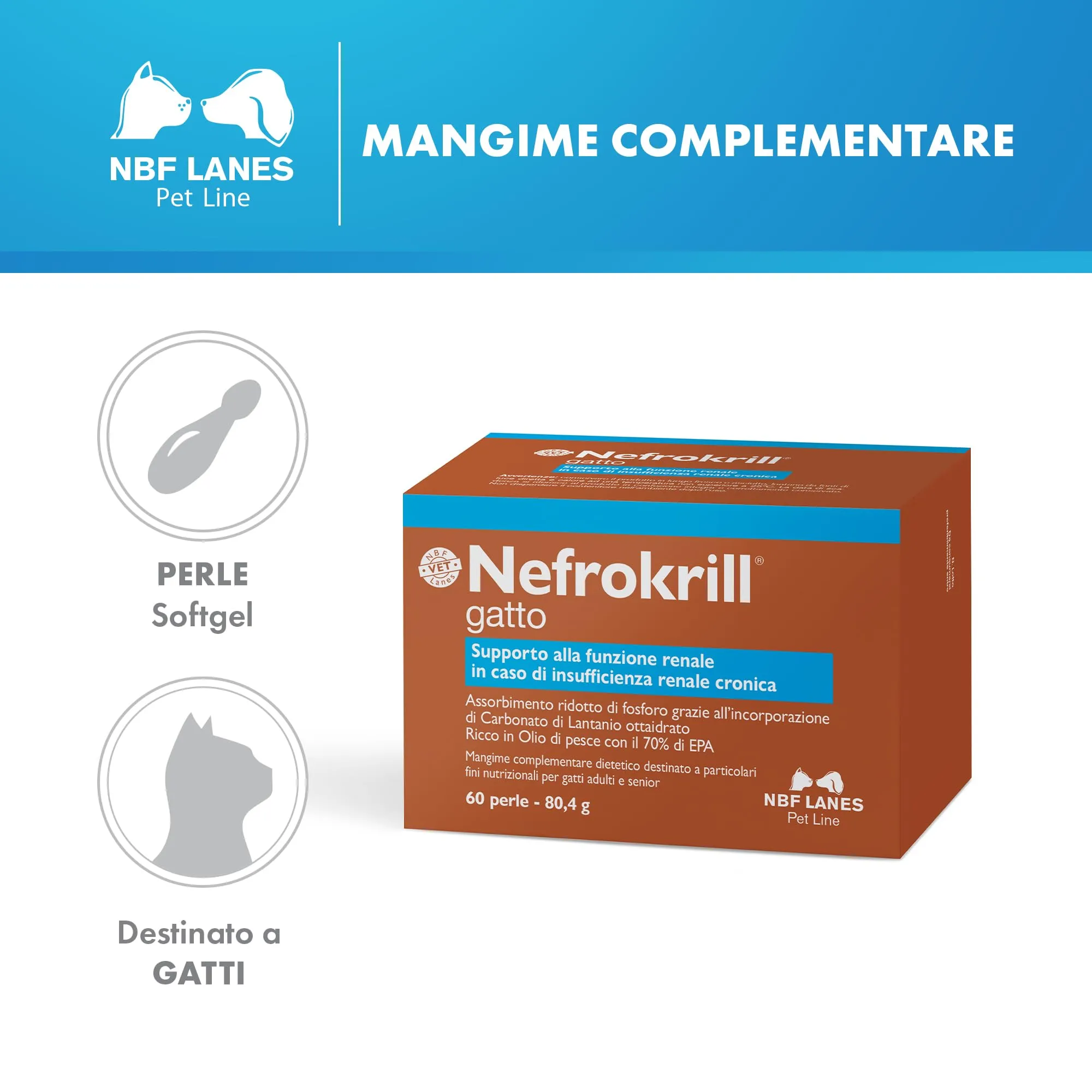 NBF Lanes Nefrokrill Gatto, 60 Perle Softgel - immagine 2