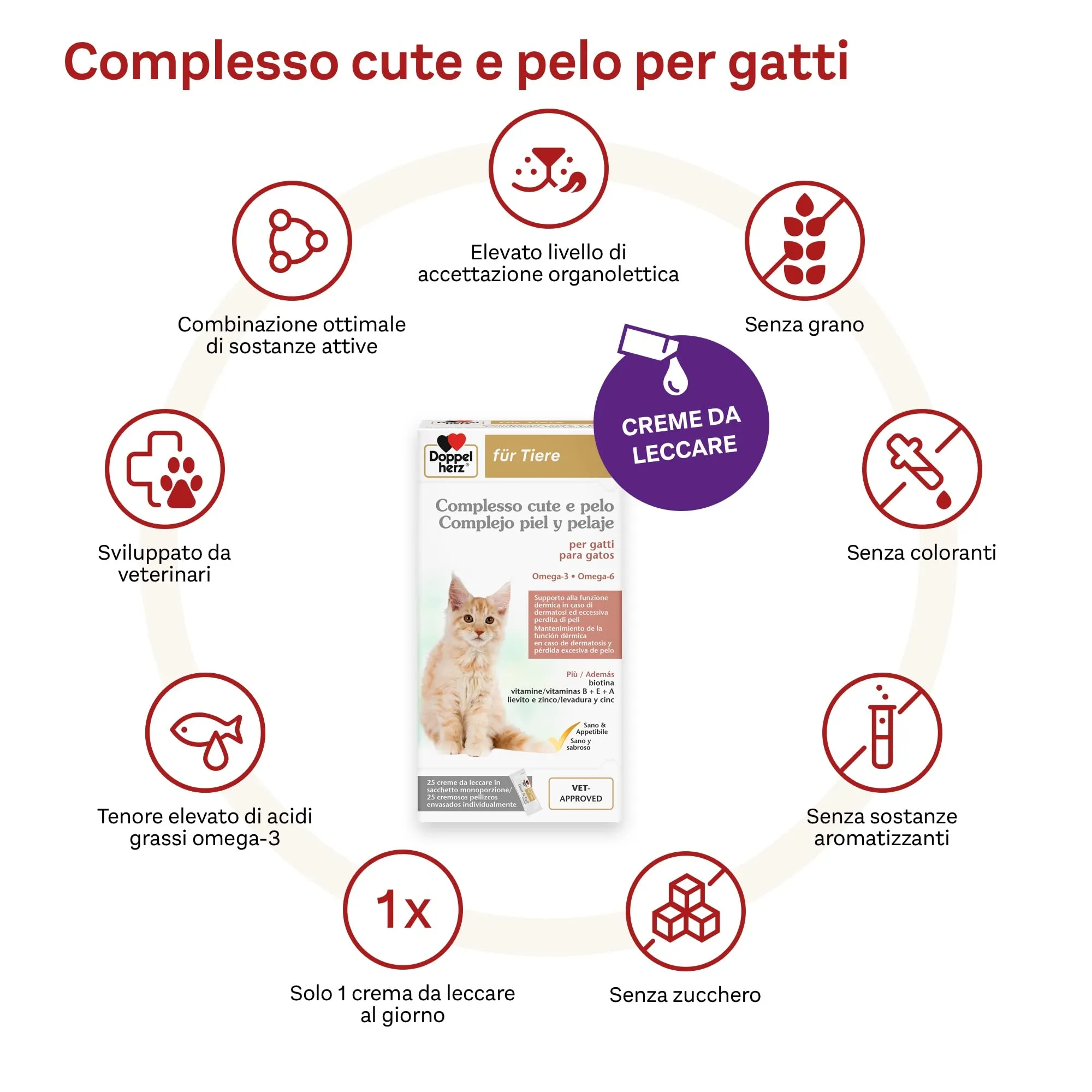Doppelherz Complesso Cute e Pelo per Gatti, 25 Monoporzioni - immagine 2