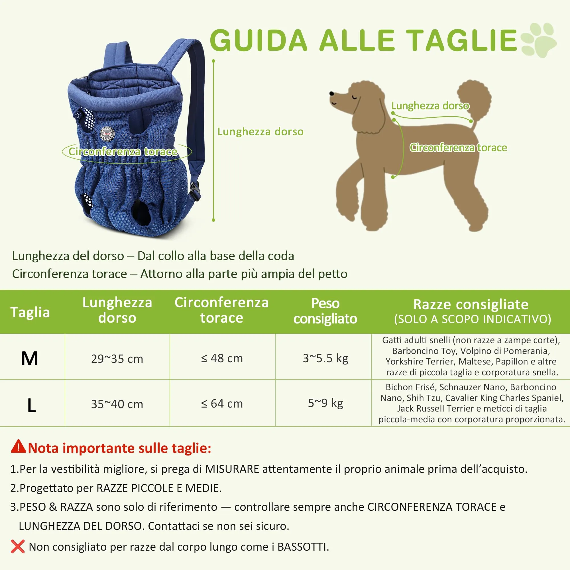 ALLSOPETS Zaino per Cani Frontale, Blu Notte, M - immagine 5