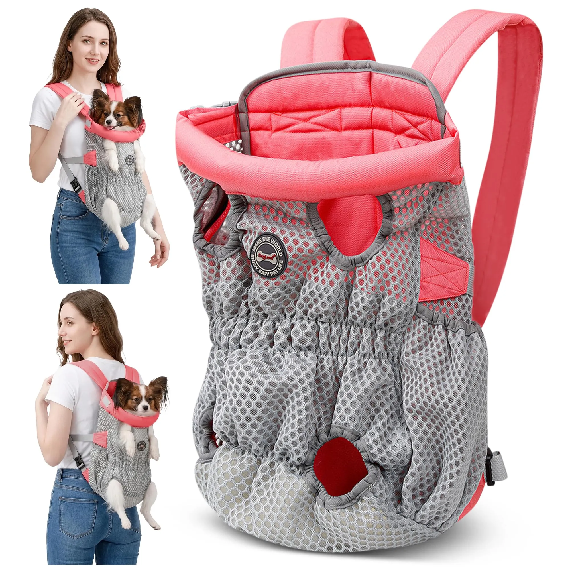 ALLSOPETS Zaino per Cani Frontale, Rosa Ciliegia, M - immagine 1