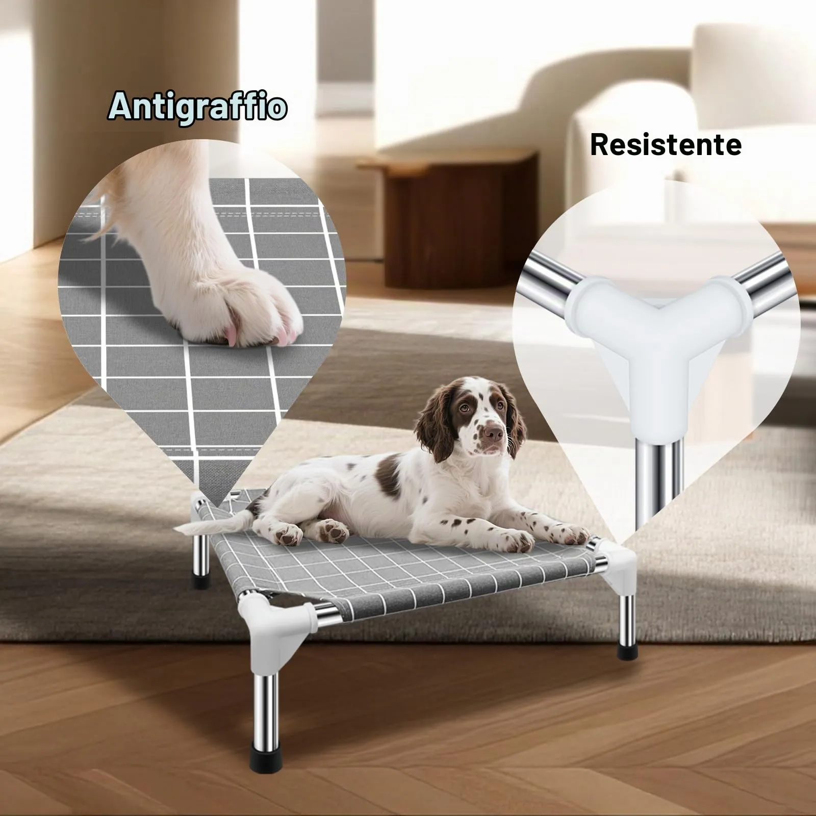 Tensorsine Cuccia rialzata per cani di piccola taglia, interna ed esterna, L 51 x P 51 x H 15 cm - immagine 2