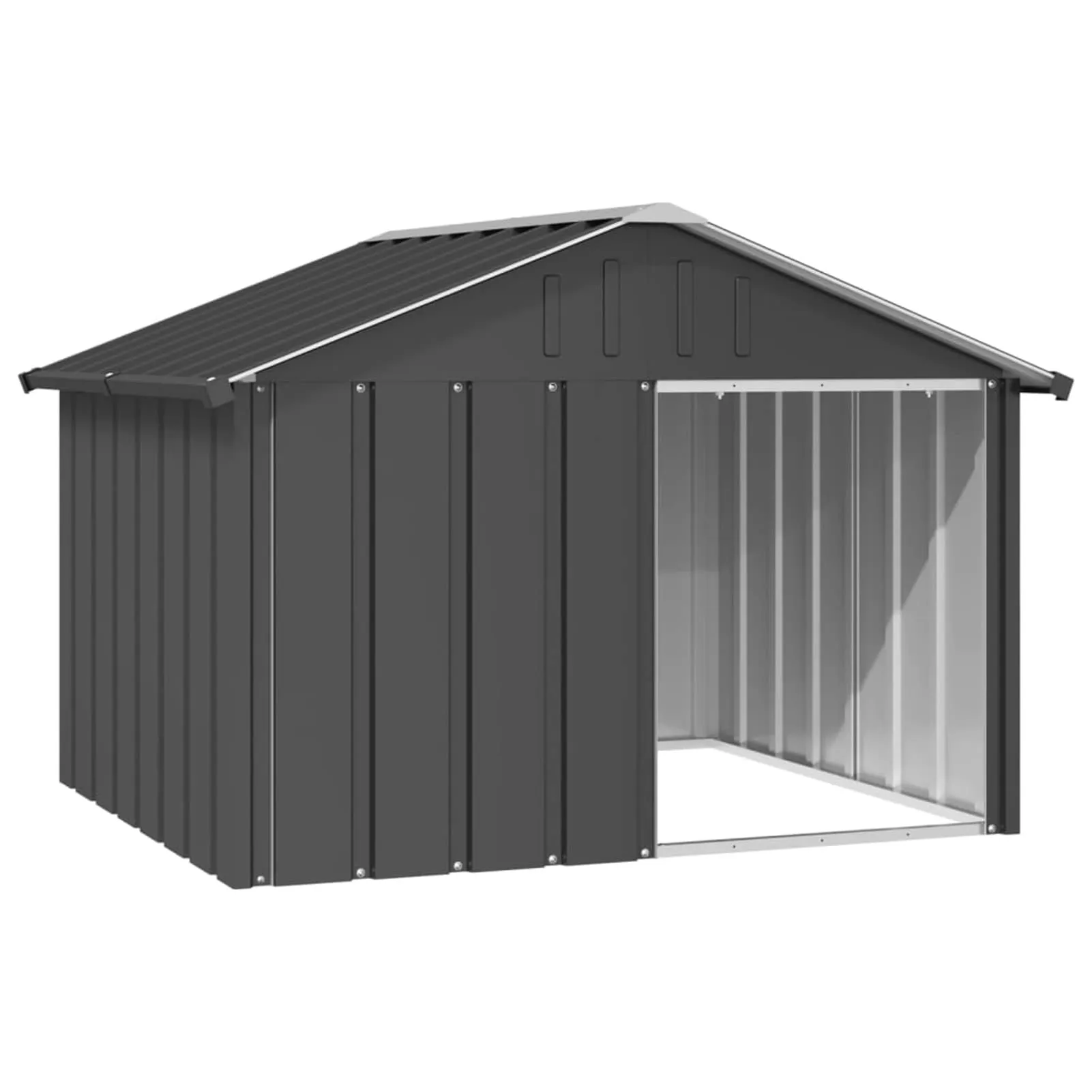 IKAYAA Recinto per Cani da Esterno in Acciaio Zincato, Antracite, 116.5 x 103 x 81.5 cm - immagine 1