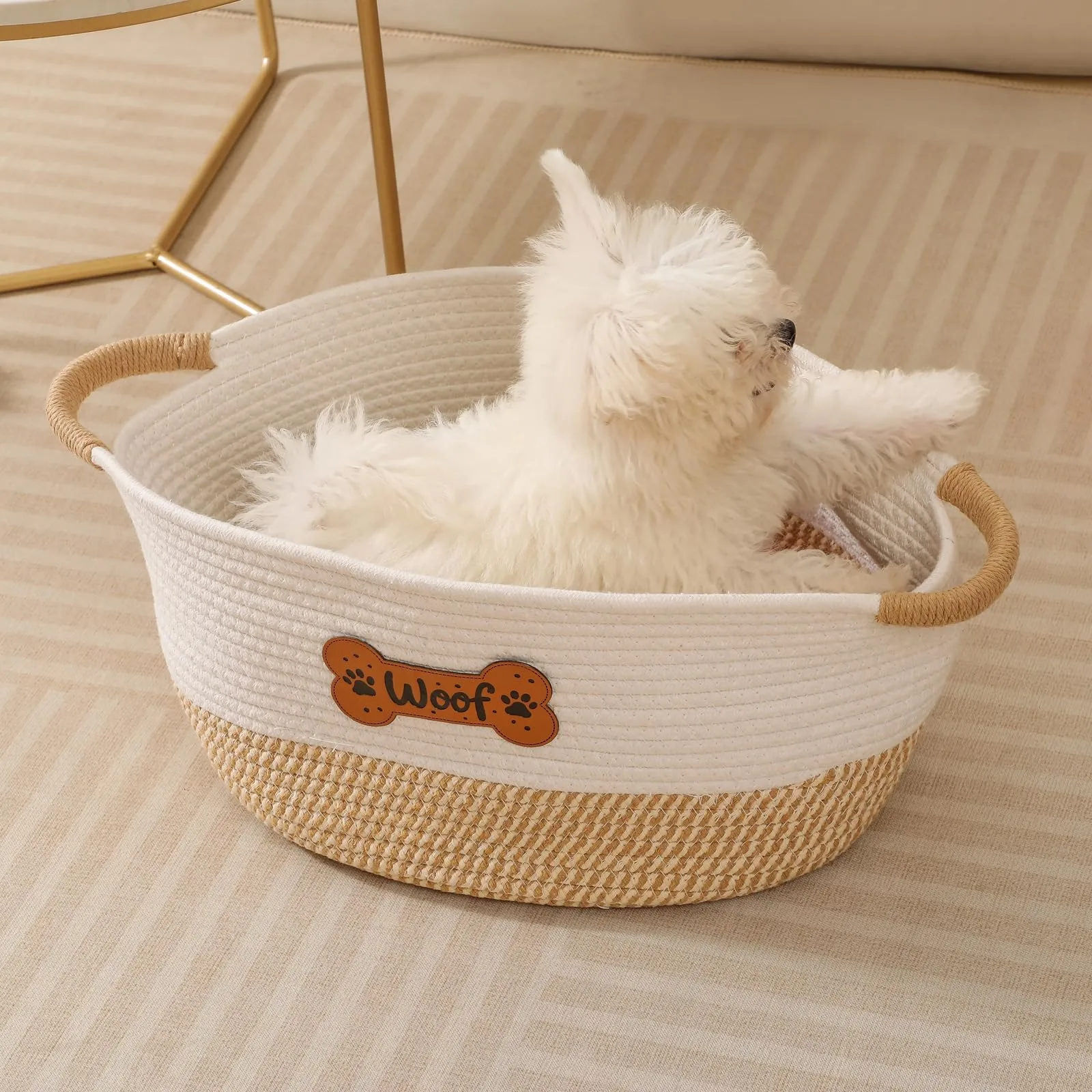 Tidelit Cesto Organizzatore per Giochi del Cane in Cotone Intrecciato, 36 x 26 x 20 cm, Colore Kaki Woof - immagine 9