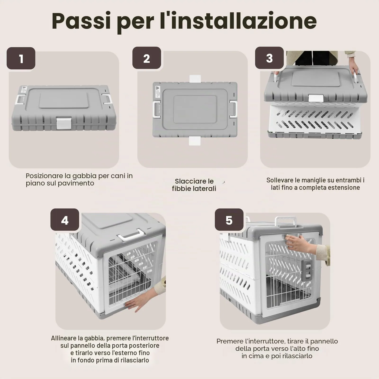 Gardner Pet Trasportino Pieghevole per Cani, 92x58x65cm, Grigio - immagine 7