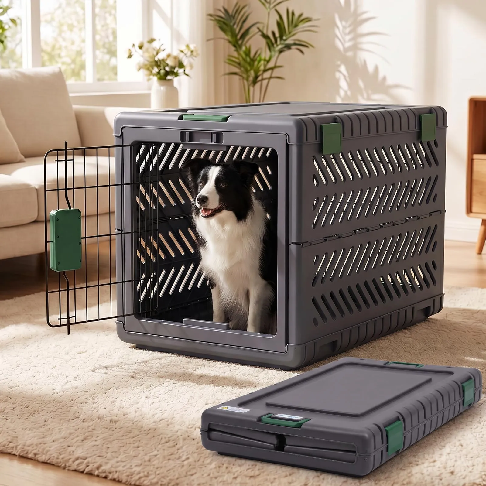 Gardner Pet Trasportino Pieghevole per Cani Extra Large, 92x58x65cm, Verde - immagine 1
