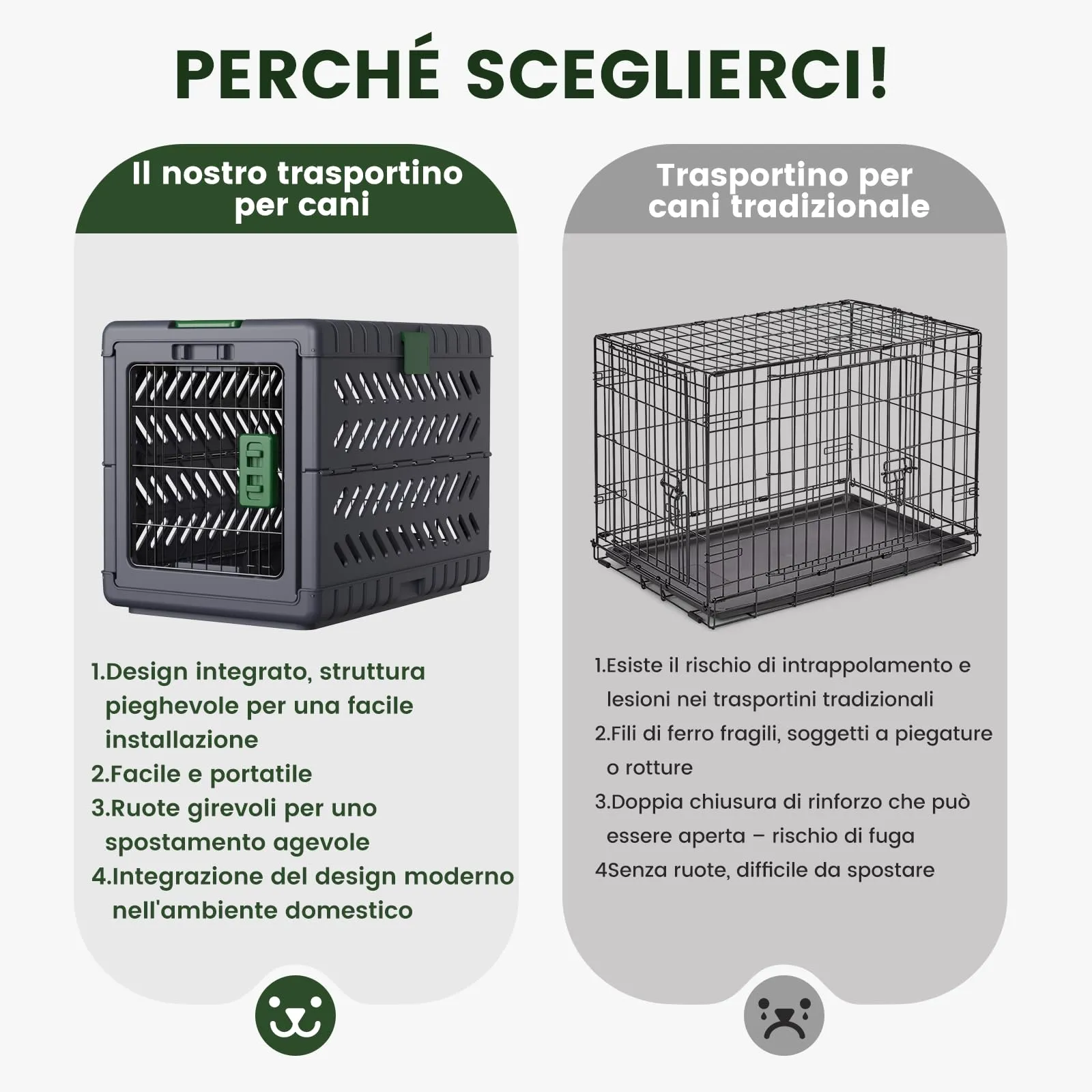 Gardner Pet Trasportino Pieghevole per Cani Extra Large, 92x58x65cm, Verde - immagine 2