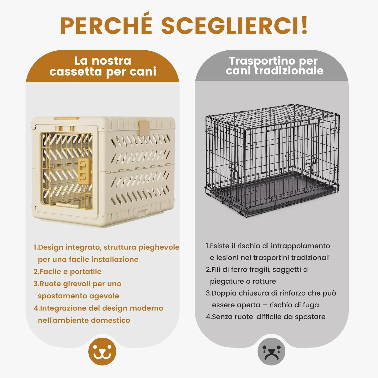 Gardner Pet Trasportino Pieghevole per Cani Media/Grande, 71x46x53cm, Marrone - immagine 6