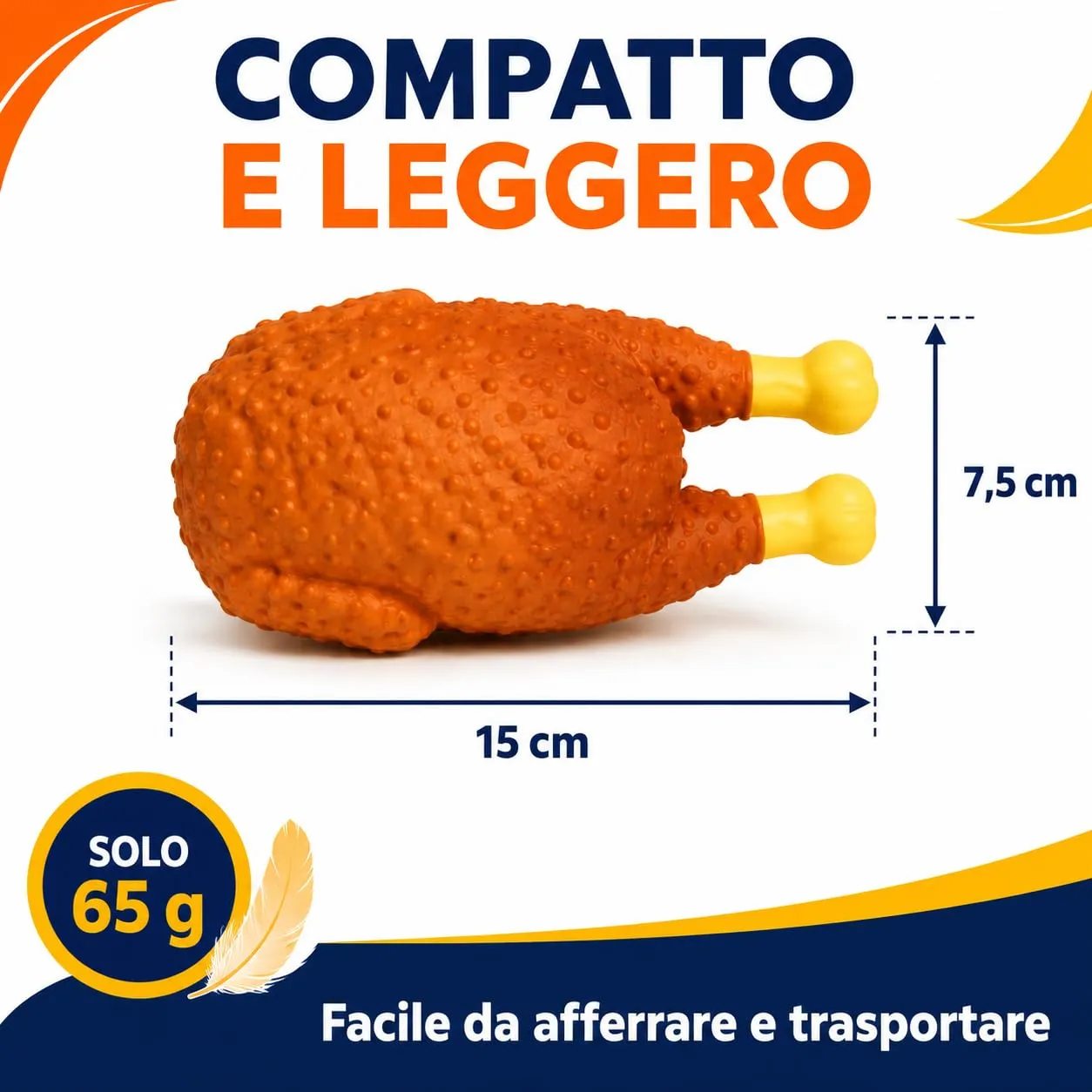 Seta Pet Pollo Arrosto Giocattolo per Cani con Squeaker, 15 x 7,5 cm, 65g - immagine 2