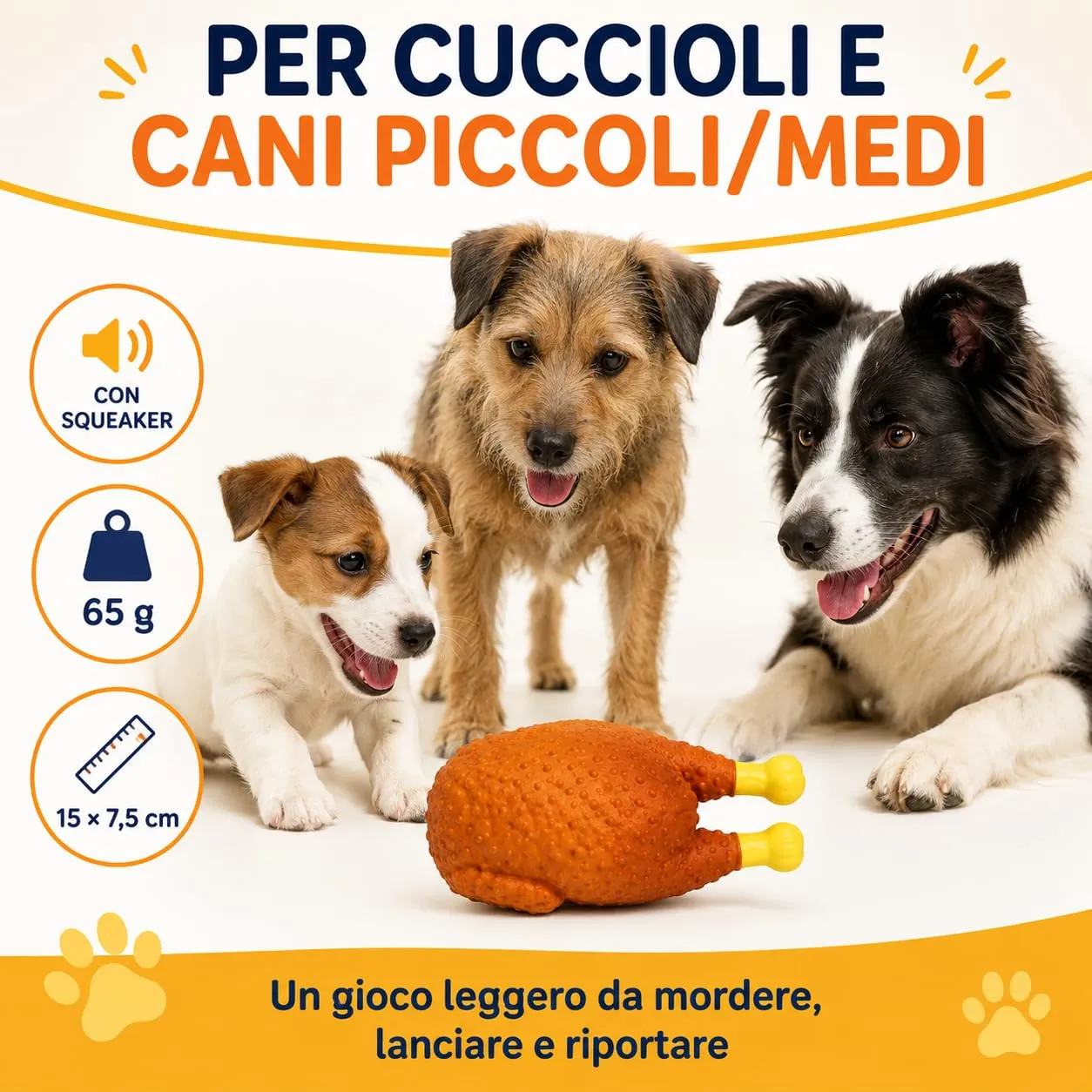 Seta Pet Pollo Arrosto Giocattolo per Cani con Squeaker, 15 x 7,5 cm, 65g - immagine 4
